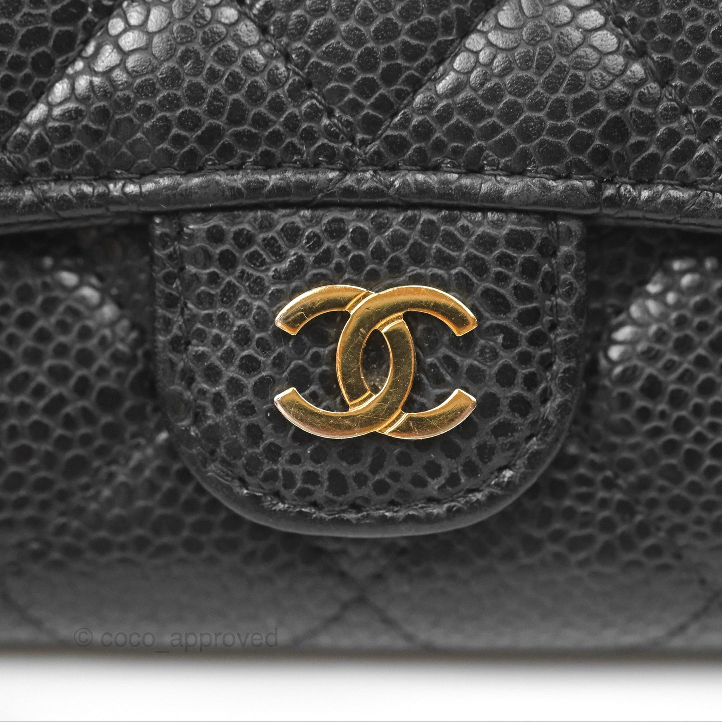 Chanel Quilted Flap Card Holder Black Caviar Gold Hardware