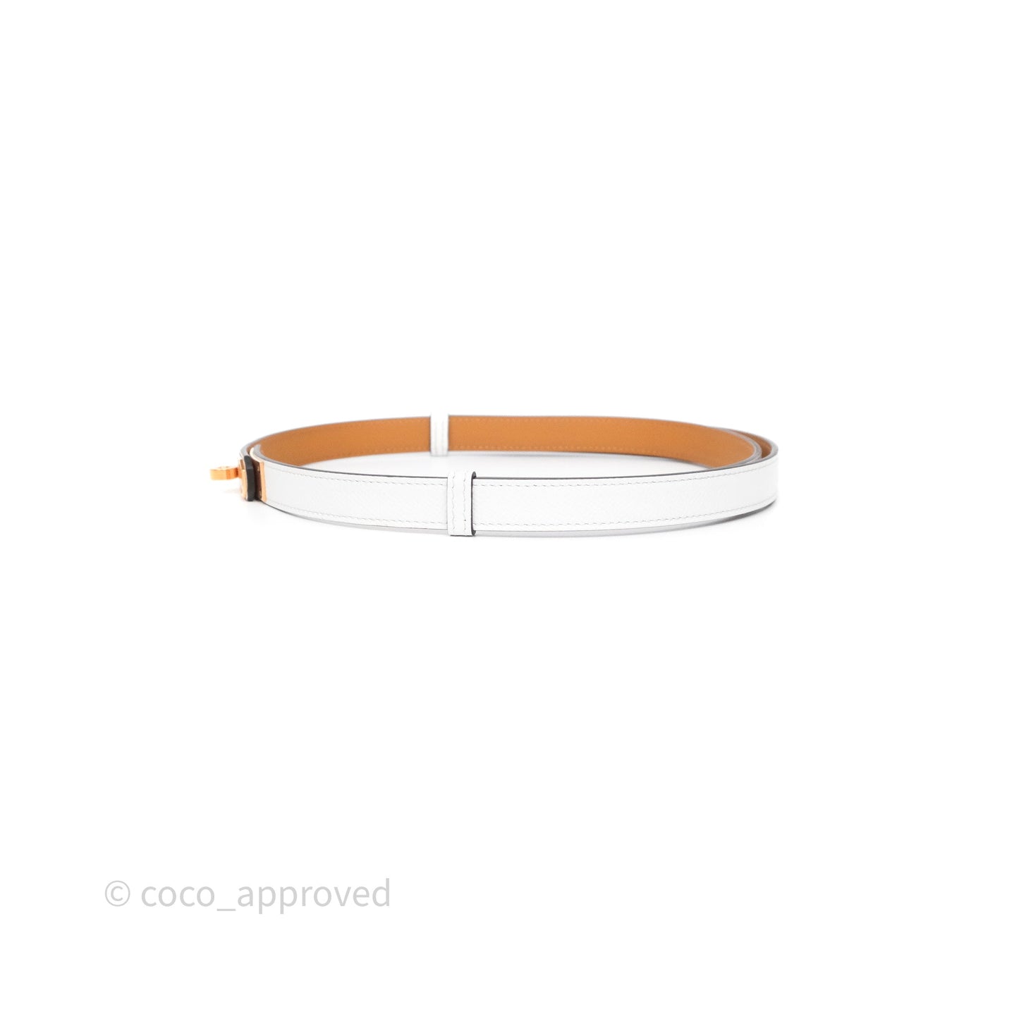 Hermès Kelly Buckle Belt Blanc 01 Epsom Rose Gold Hardware