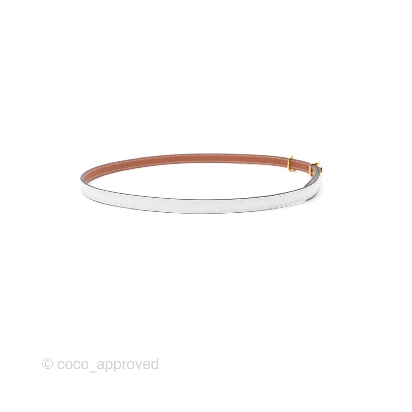 Hermes Carrousel Belt Buckle & Reversible Leather Strap 13mm Gold / Blanc