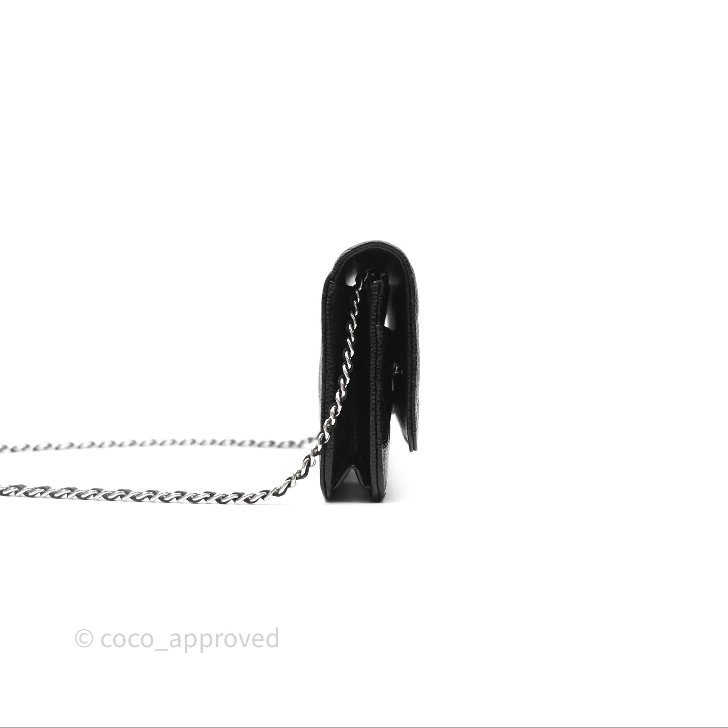 Chanel Quilted Classic Wallet on Chain WOC Black Caviar Silver Hardware
