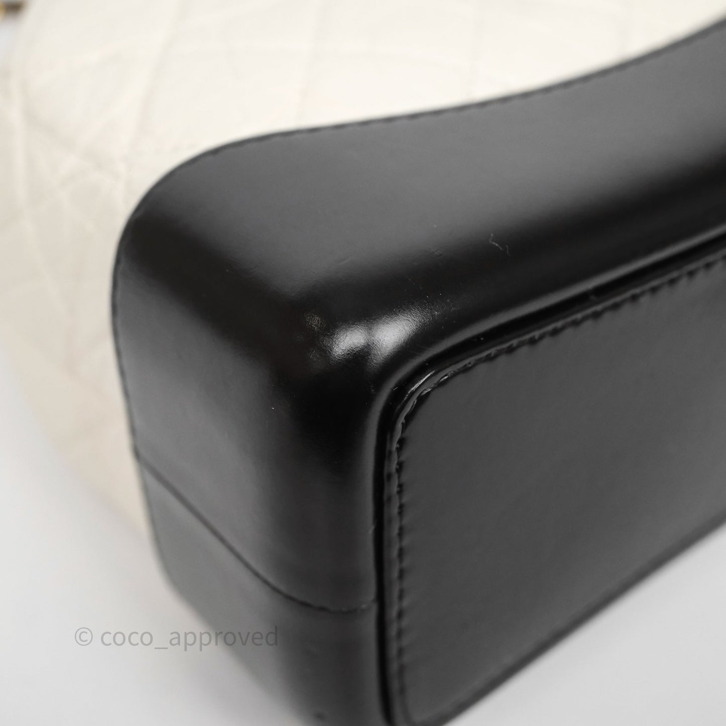 Chanel Small Gabrielle Backpack White Black Aged Calfskin