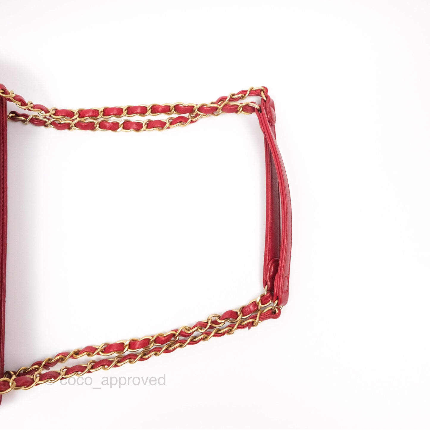 Chanel Tote Bag Red Lambskin Aged Gold Hardware