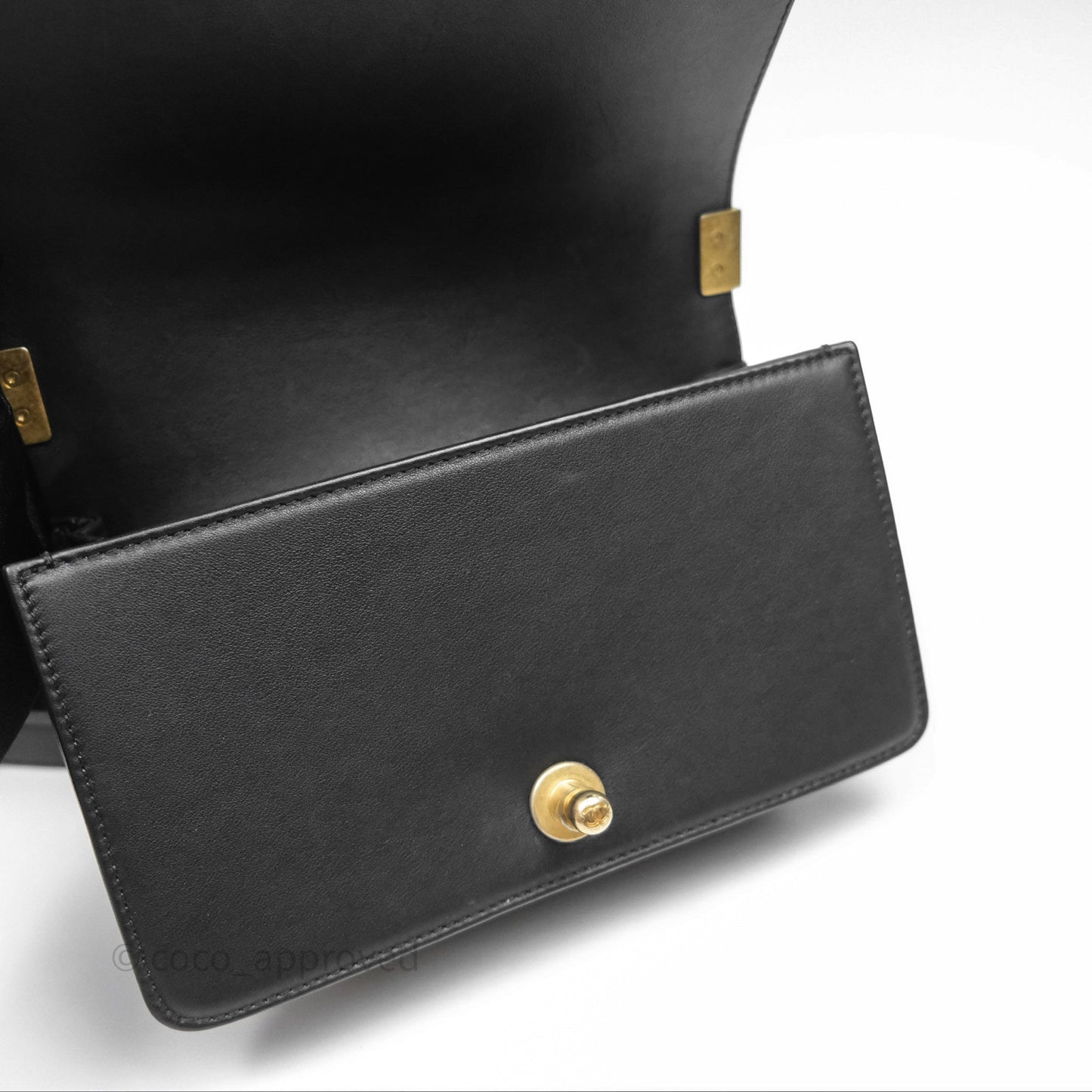 Chanel Small Boy Black Calfskin Aged Gold Hardware