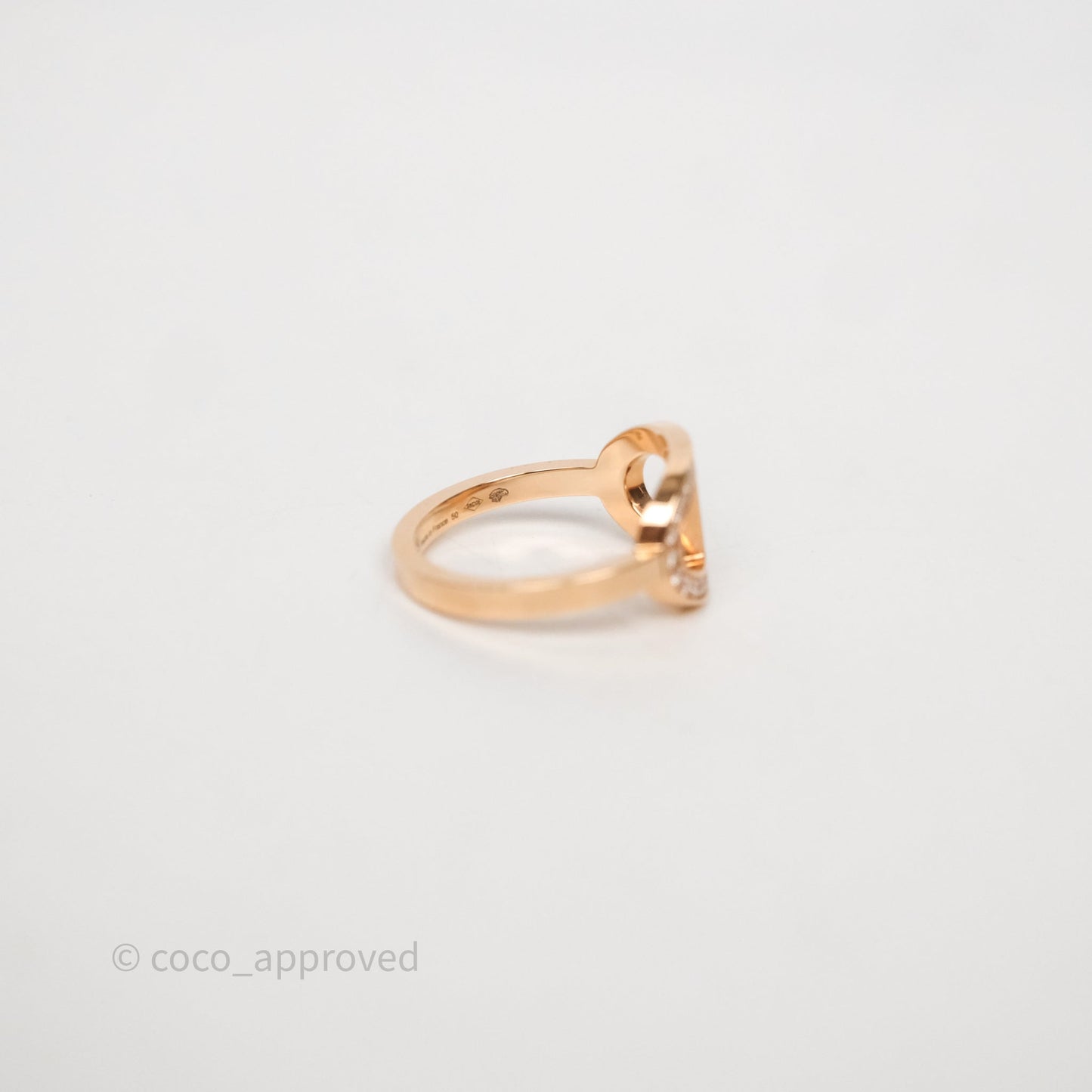 Hermès Chaine d'ancre Contour Ring Medium Model Diamonds Rose Gold Size 50