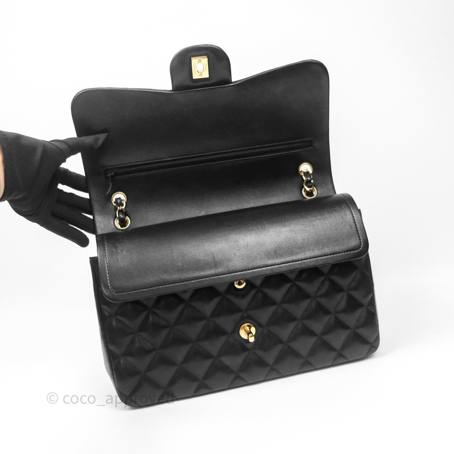 Chanel Classic Jumbo Double Flap Black Lambskin Bag Gold Hardware