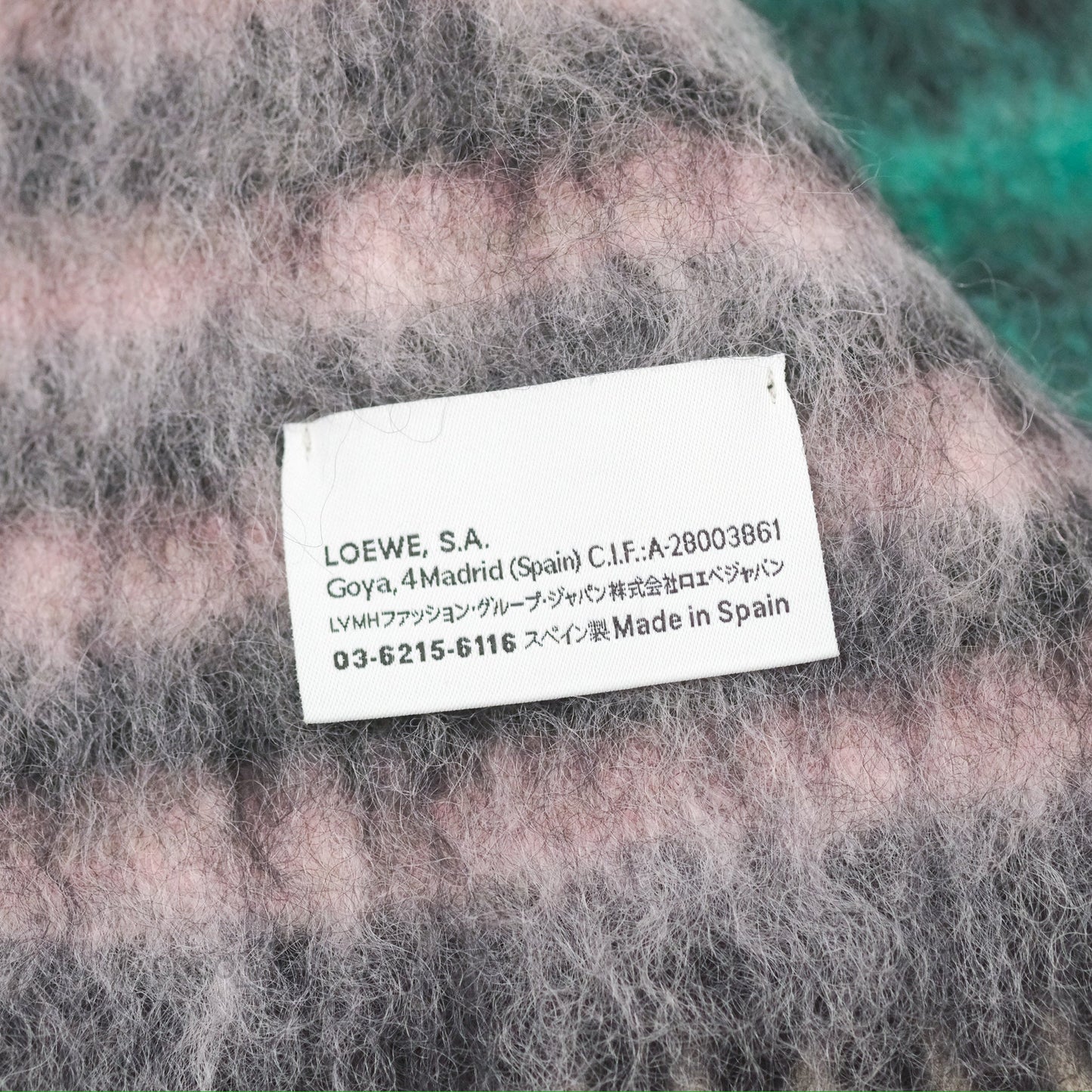 Loewe Mohair Scarf Stripe Pink / Green / Black