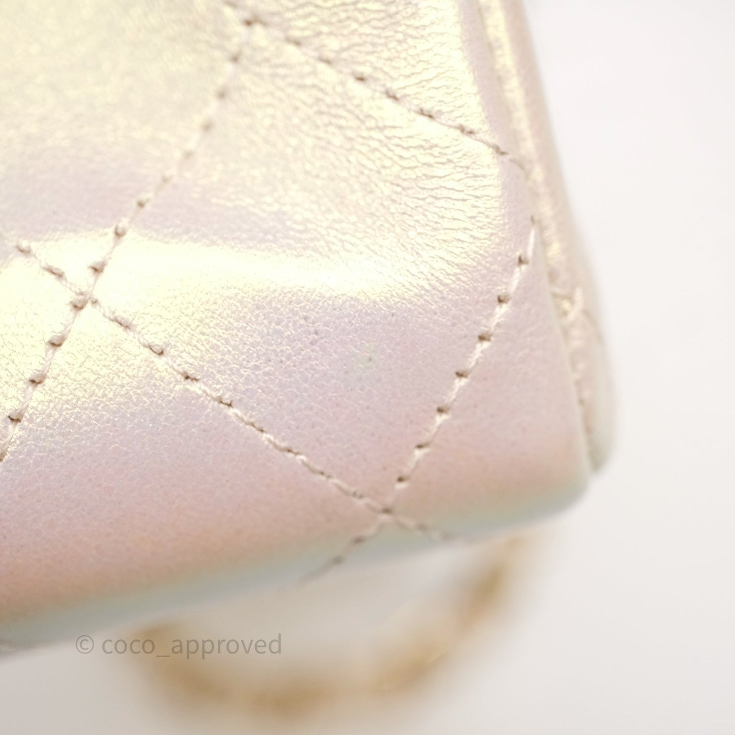 Chanel Classic Medium Double Flap Iridescent Beige Gold Hardware 21S