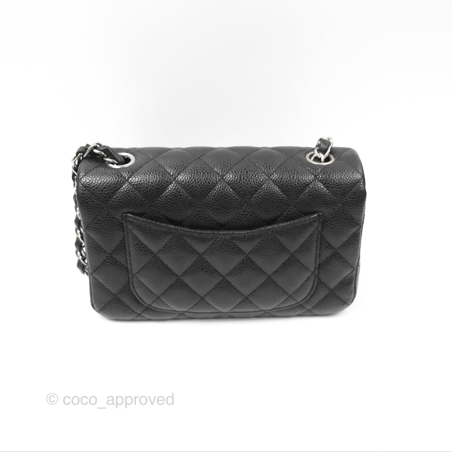 Chanel Classic Quilted Mini Rectangular Flap Black Caviar Silver Hardware