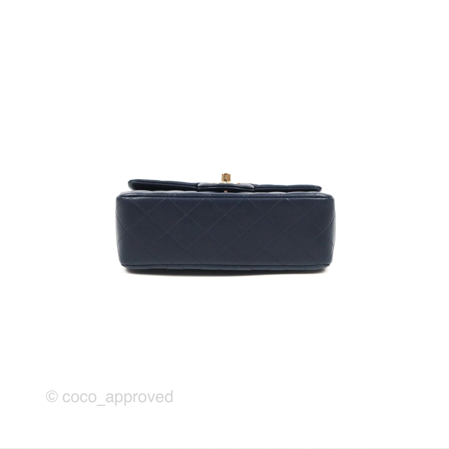 Chanel Top Handle Mini Rectangular Flap Bag Navy Lambskin Gold Hardware