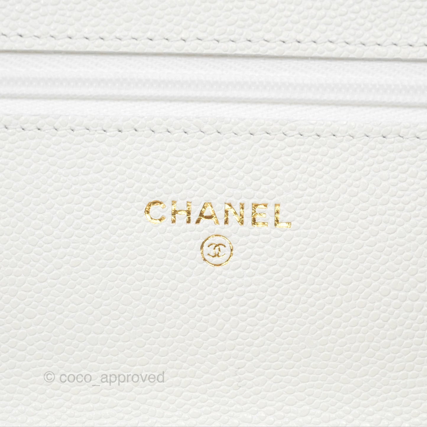 Chanel Classic Quilted Wallet On Chain WOC White Caviar Gold Hardware