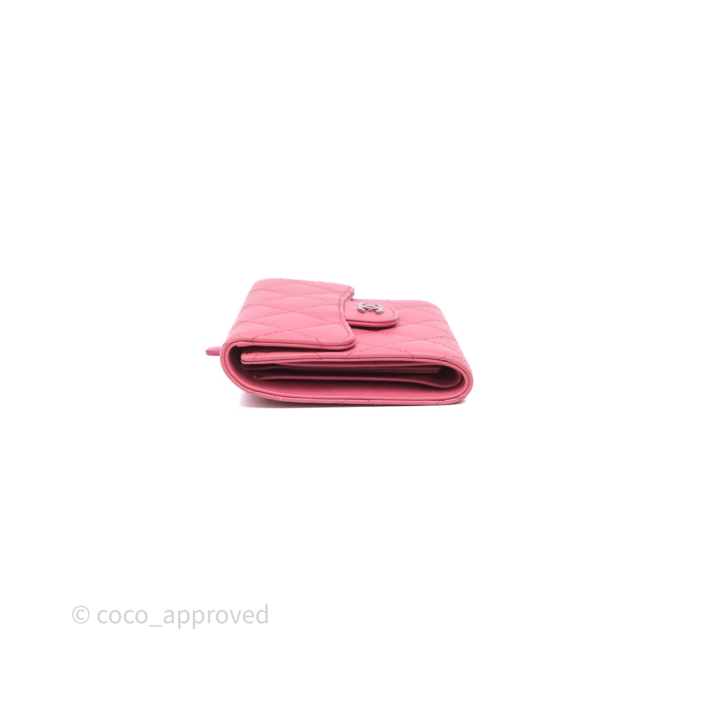 Chanel Classic Flap Wallet Pink Lambskin Silver Hardware
