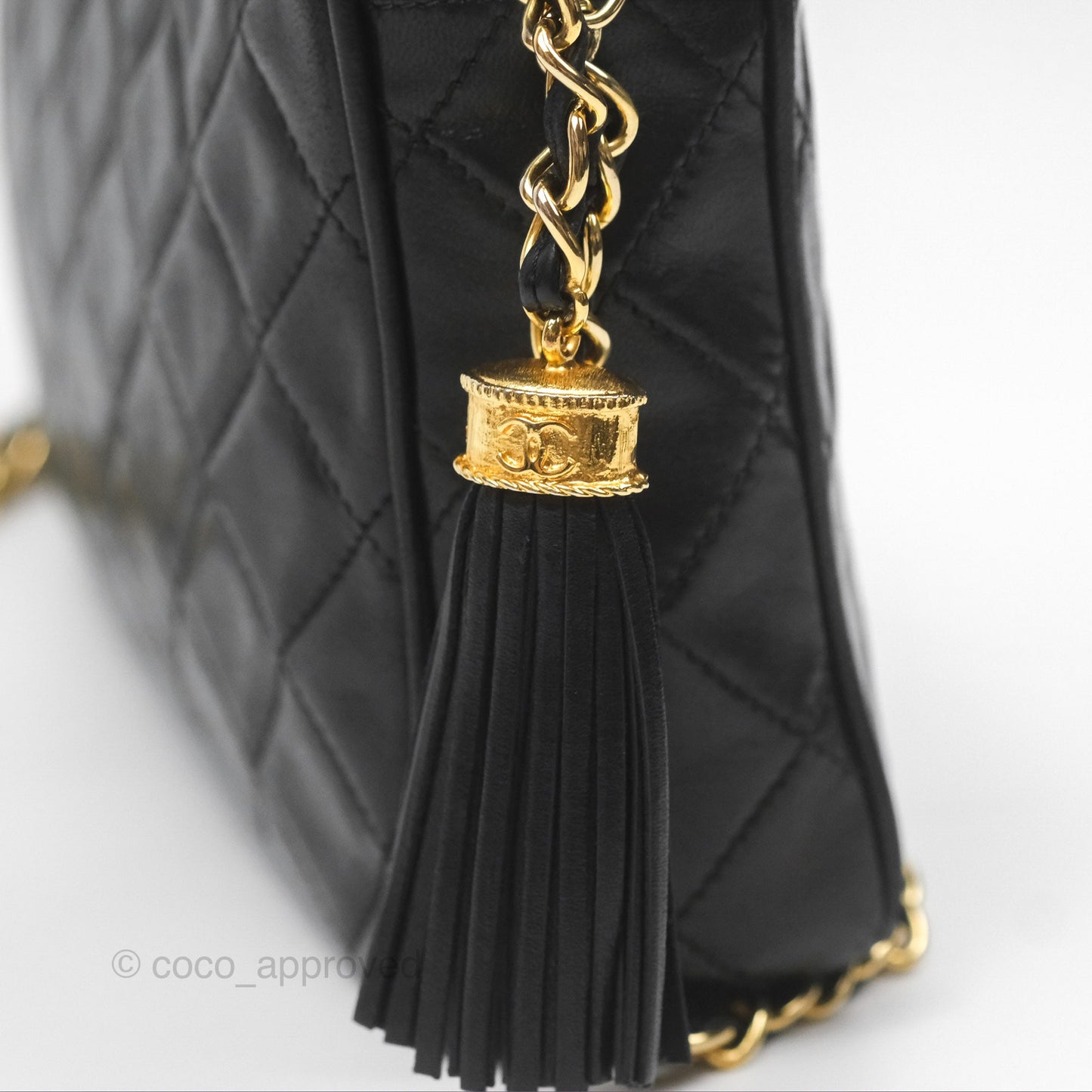 Chanel Vintage Camera Bag Black Lambskin Gold Hardware