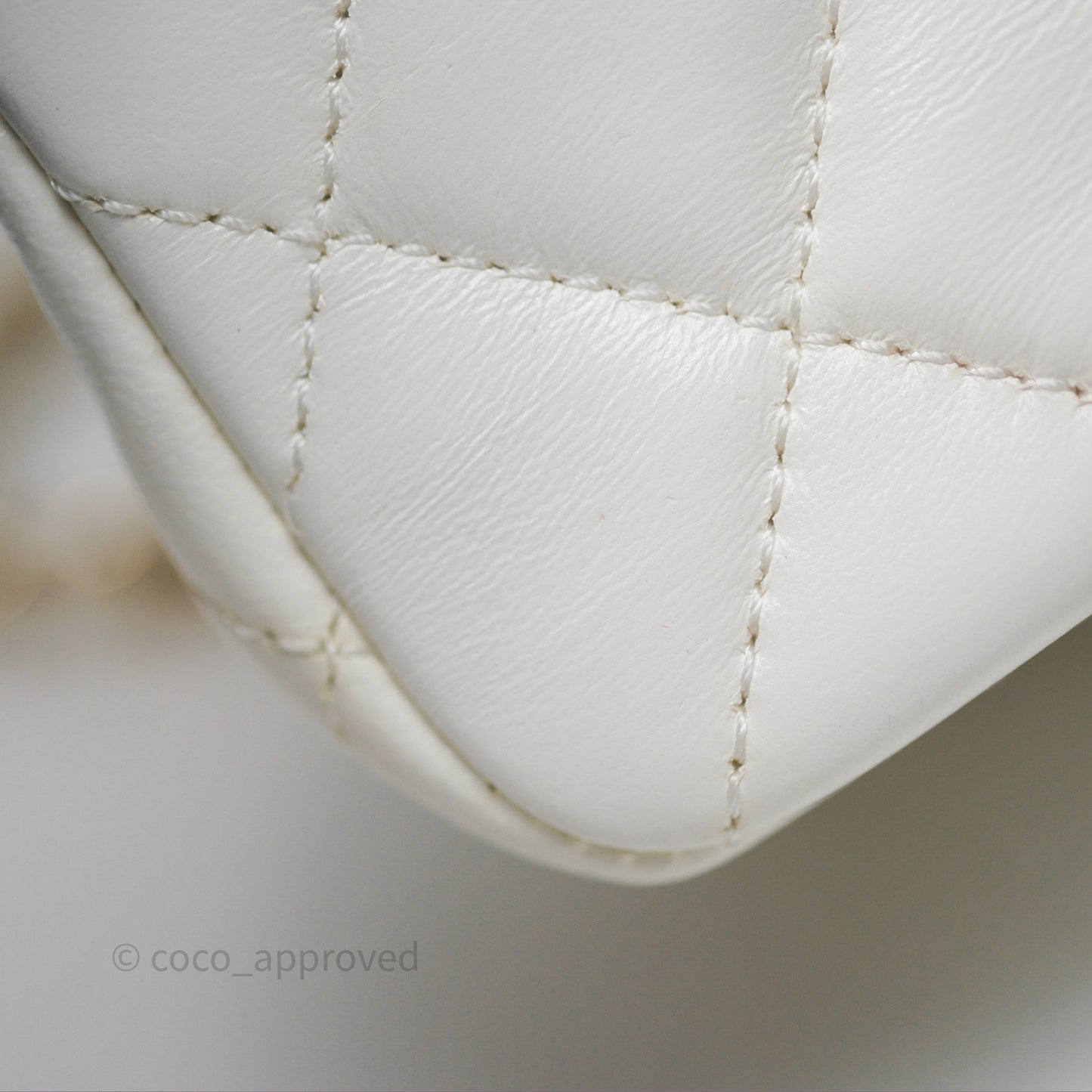 Chanel Crystals Top Handle Mini Rectangular Flap Bag White Lambskin Gold Hardware