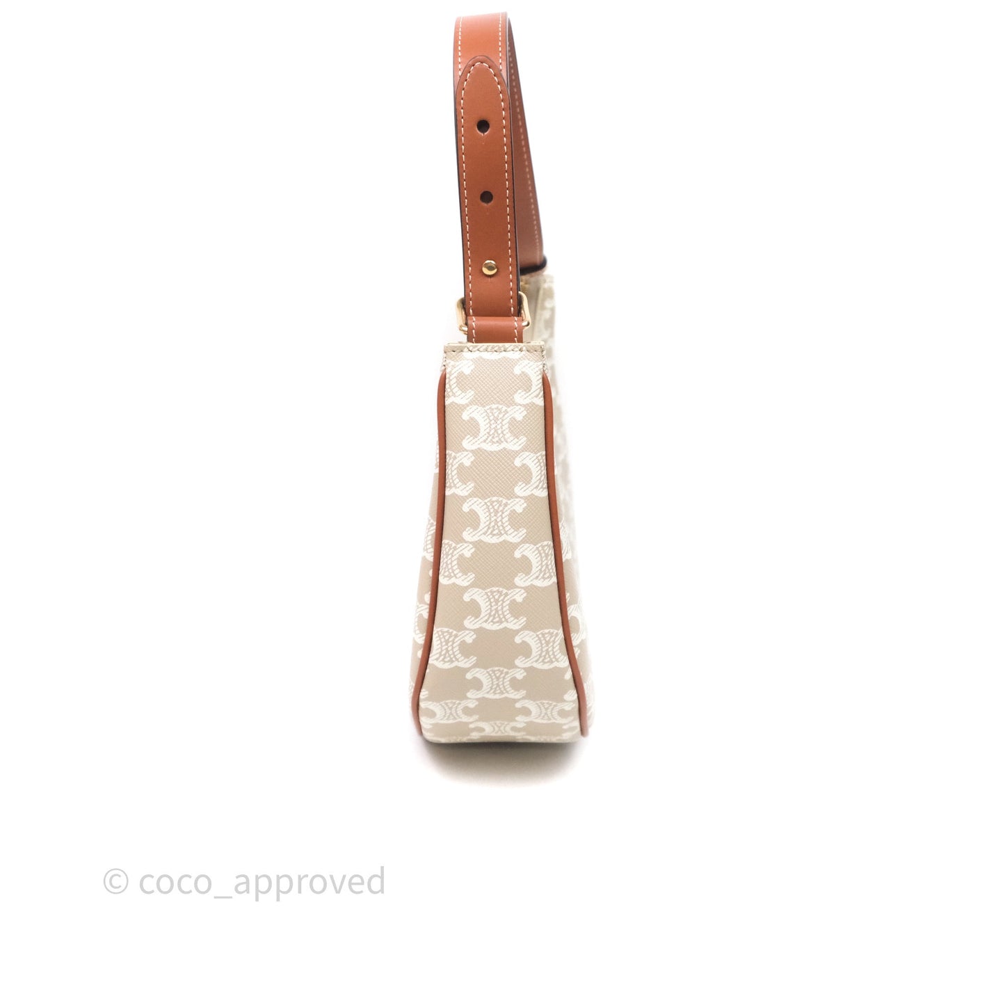 Celine Ava Bag In Triomphe Canvas Calfskin Grege