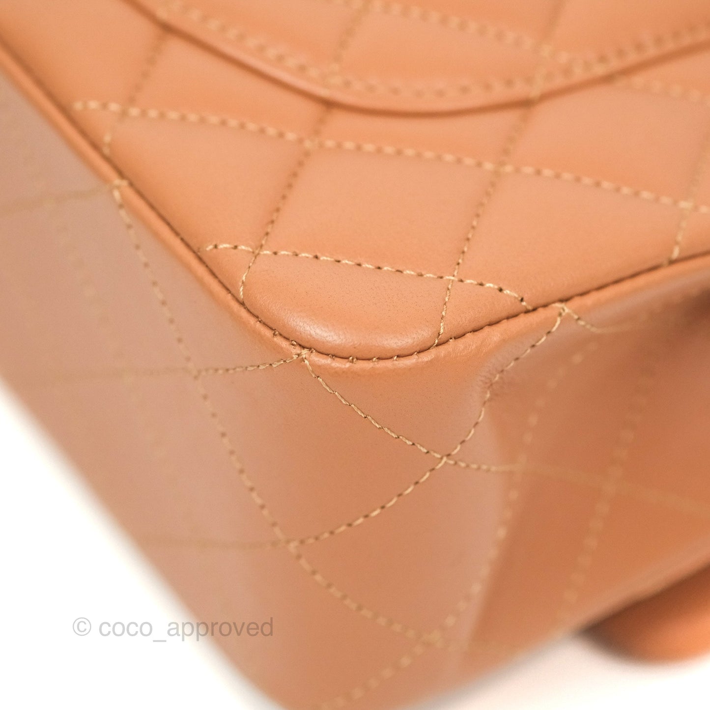 Chanel Small Classic Quilted Flap Dark Beige Caramel Lambskin Gold Hardware