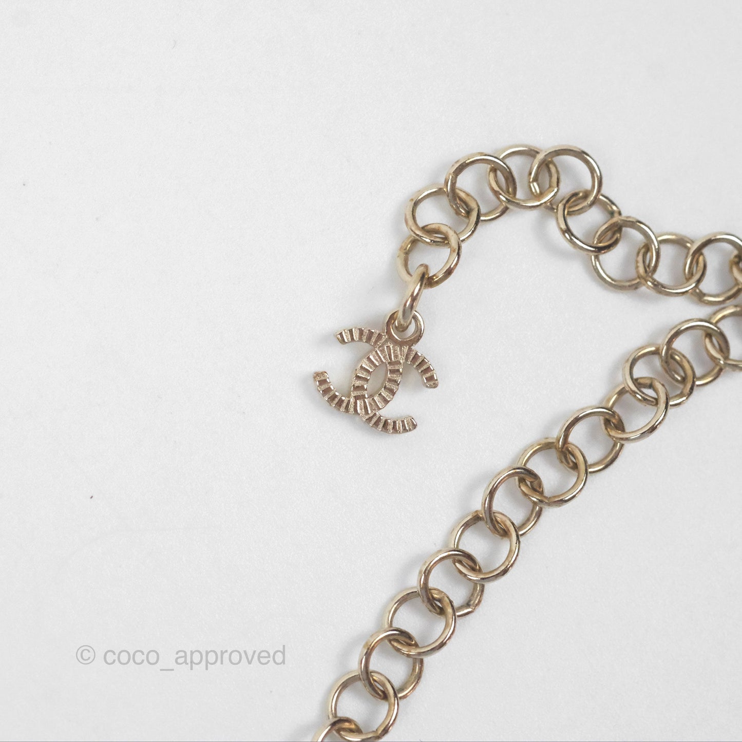 Chanel No5 Perfume Bottle Crystal Chain Choker Necklace Gold Tone 21S