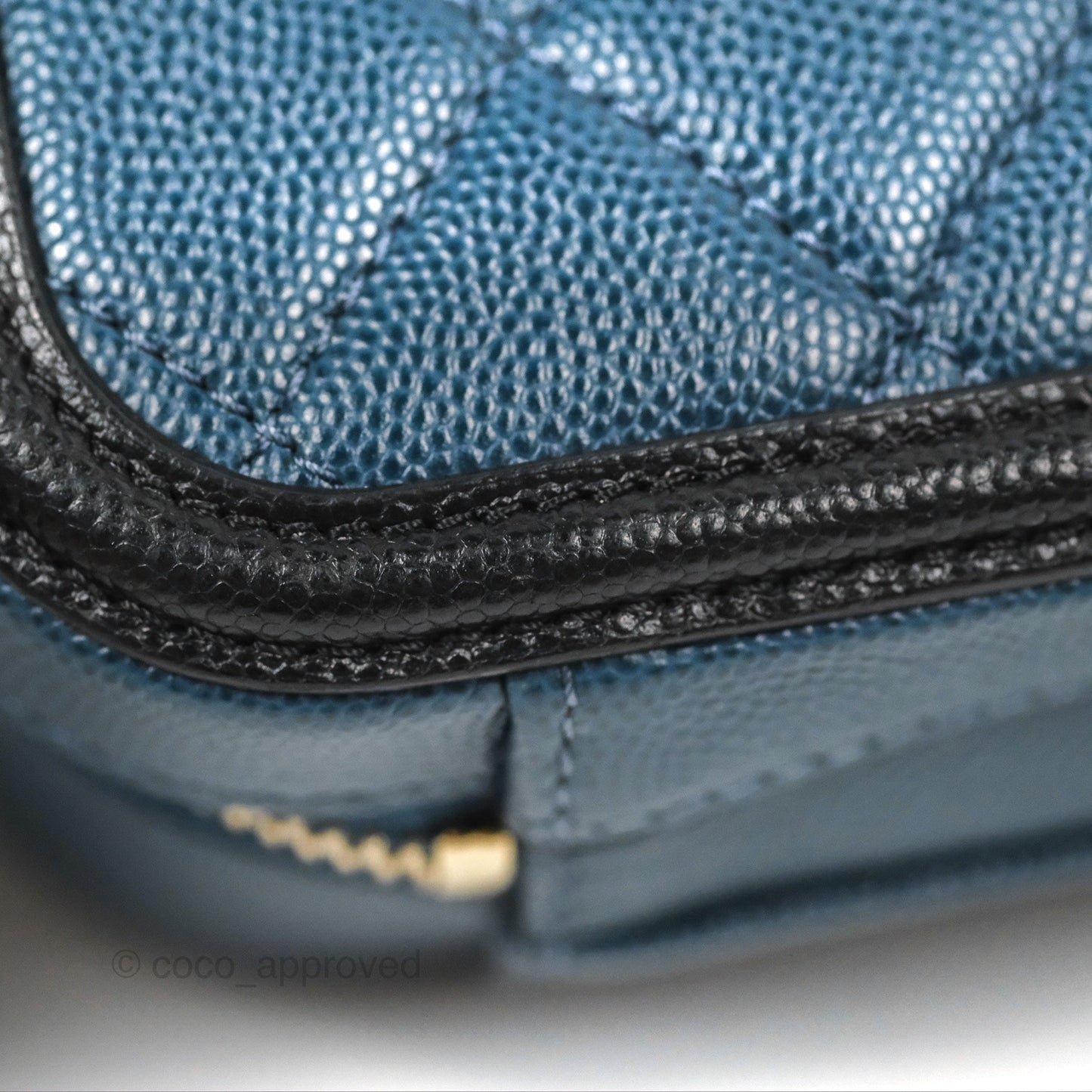 Chanel Quilted Medium CC Filigree Vanity Case Navy Black Caviar Aged Gold Hardware