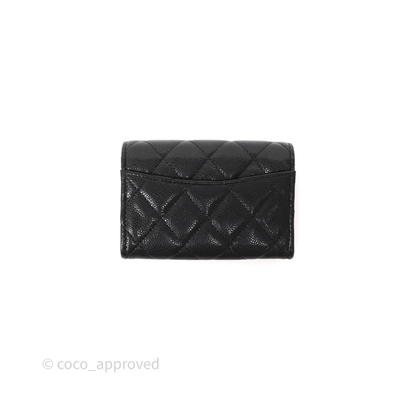 Chanel Flap Card Holder Quilted Black Caviar Gold Hardware 24A