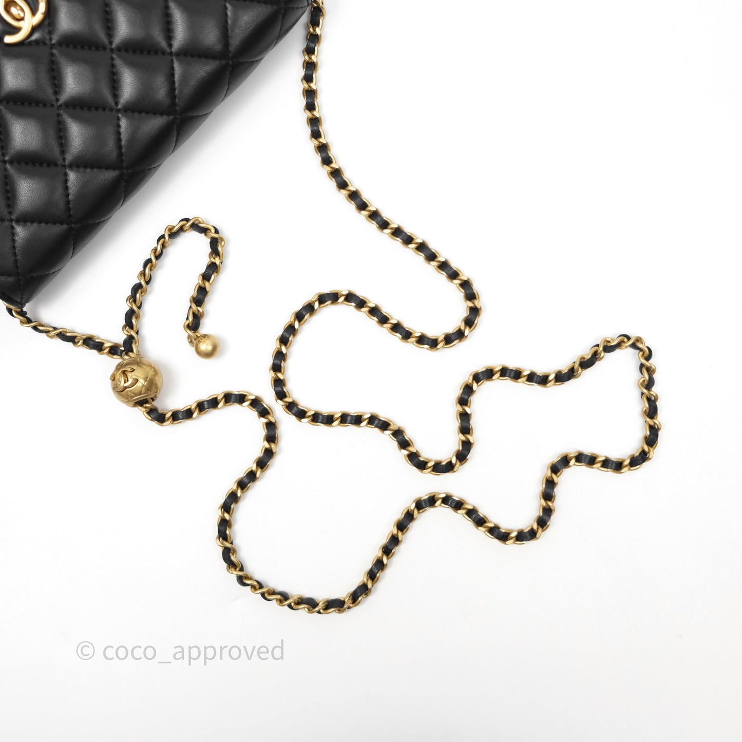 Chanel Quilted Pearl Crush Wallet on Chain WOC Black Lambskin Aged Gold Hardware