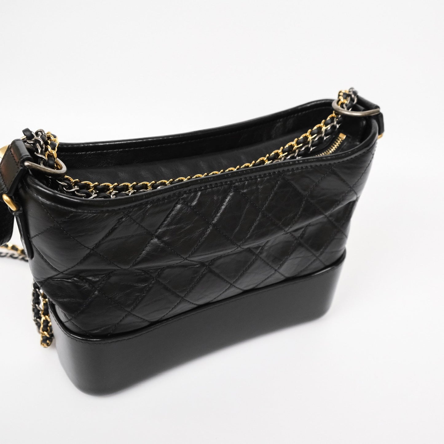Chanel New Medium Gabrielle Hobo Quilted Black Aged Calfskin
