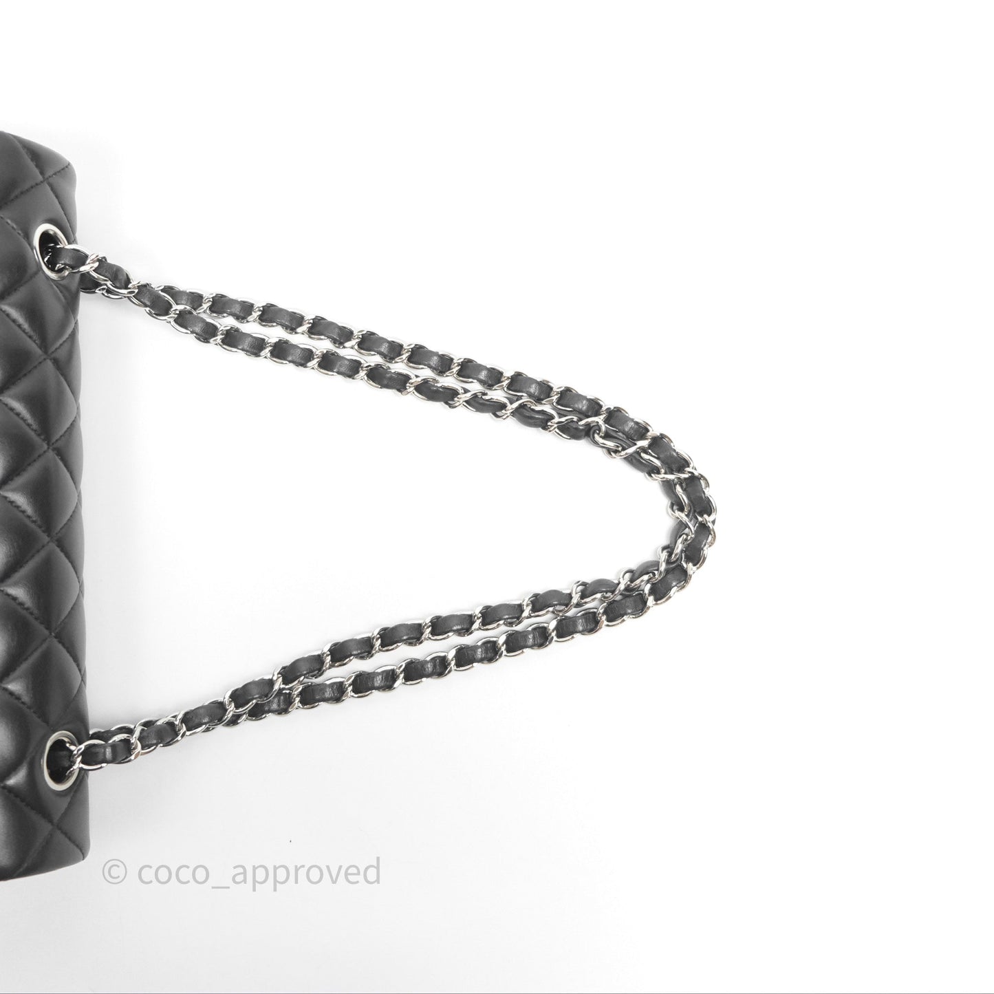Chanel Classic M/L Medium Flap Quilted Black Lambskin Silver Hardware
