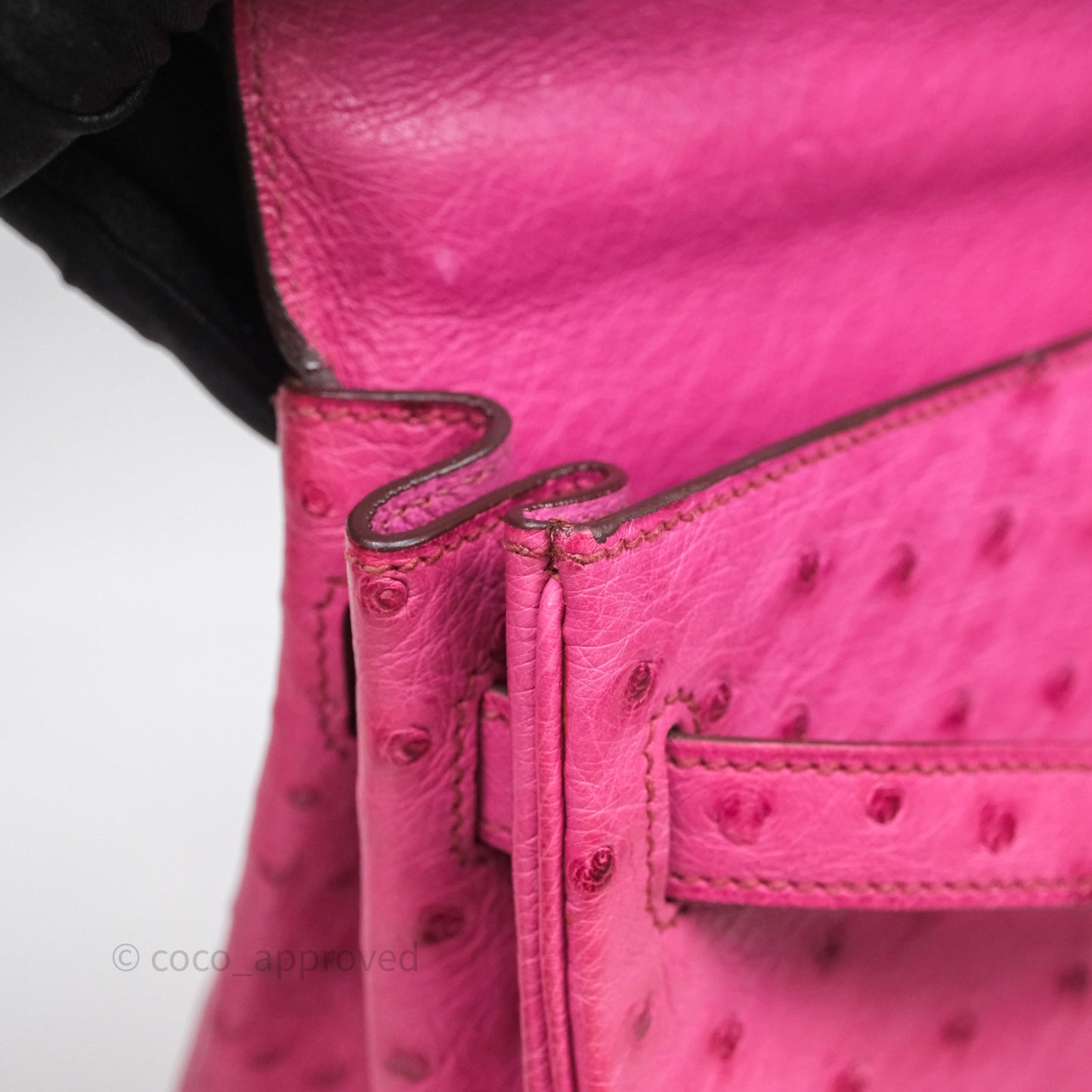 Hermes Kelly 32 Fuchsia Ostrich Palladium Hardware
