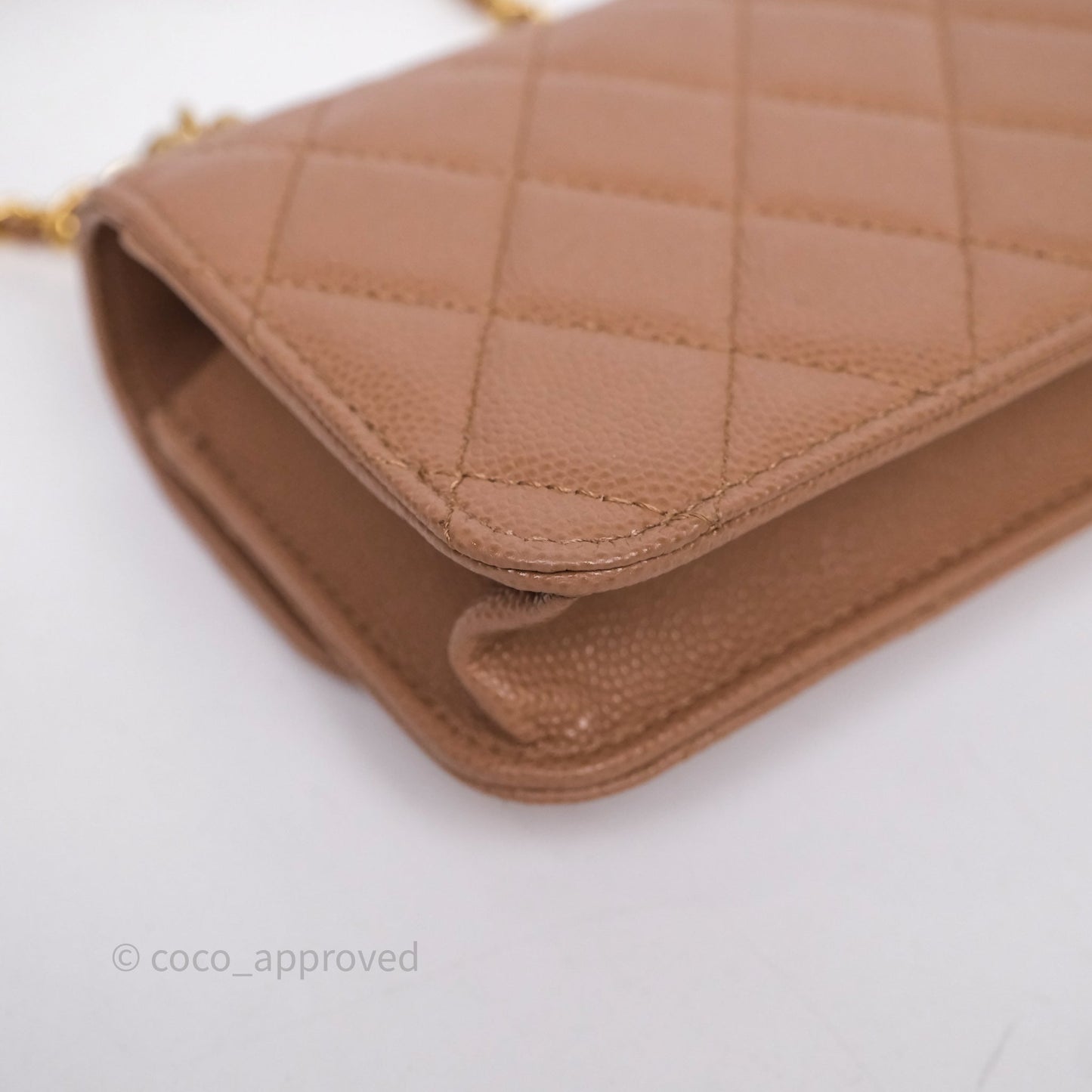 Chanel Coco First Phone Holder Dark Beige Caviar Gold Hardware 22K
