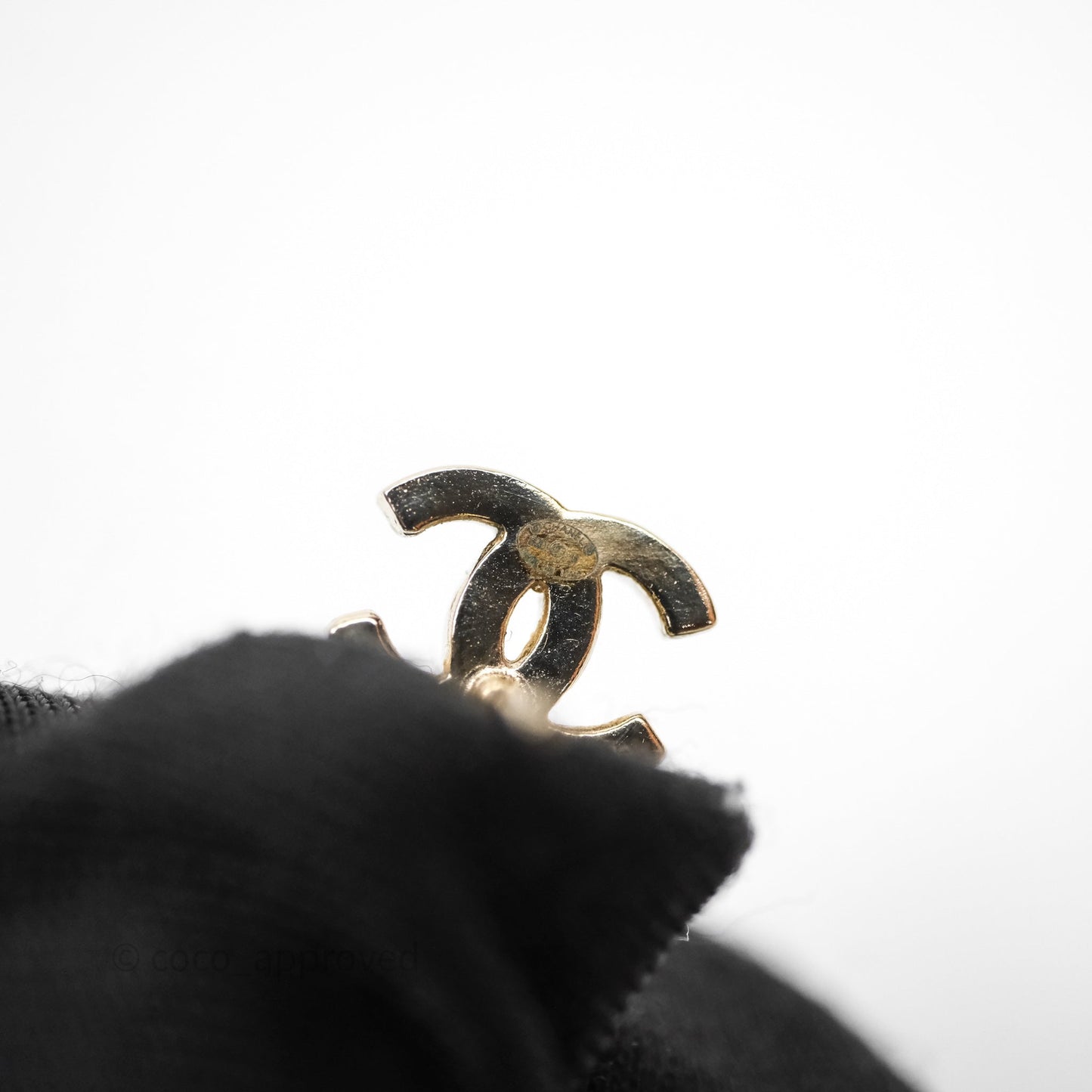 Chanel Crystal CC Clover Earrings Gold Tone 20B