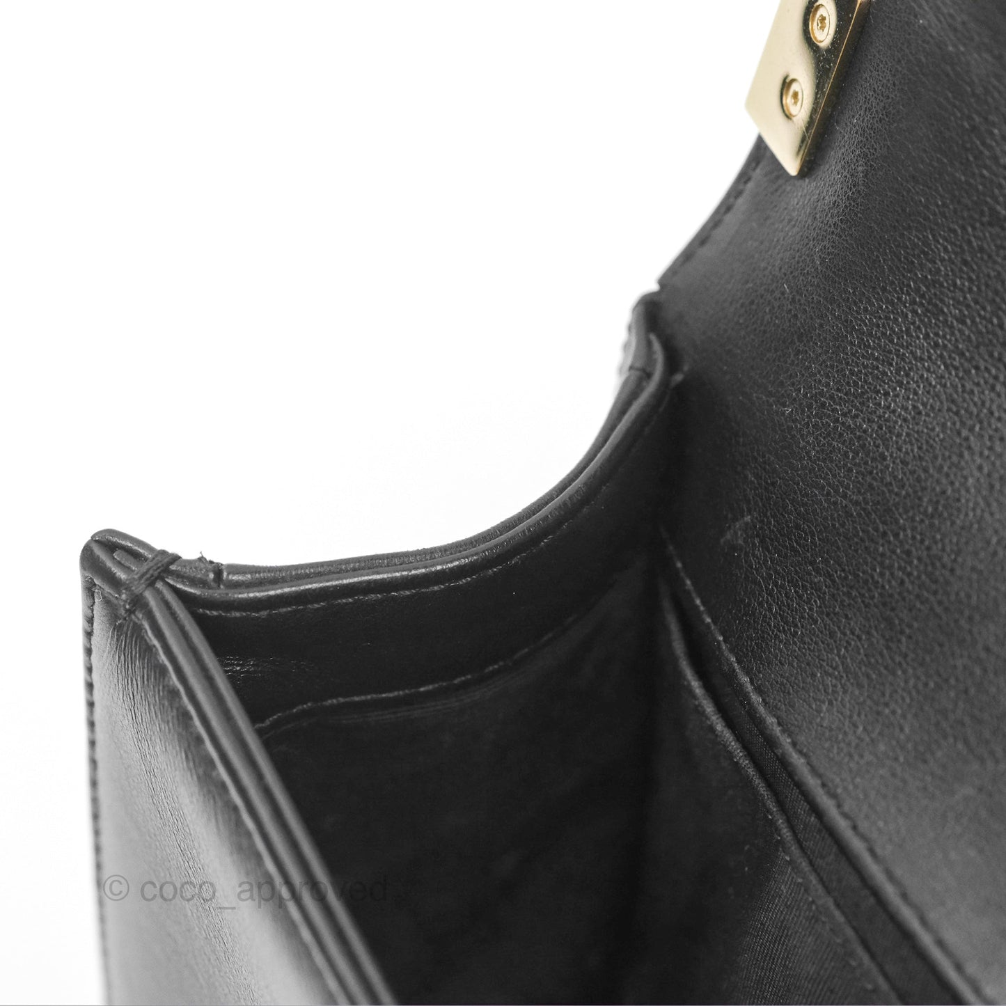 Chanel Chevron Small Boy Black Calfskin Gold Hardware