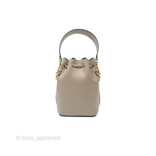 Fendi Mini Mon Tresor Bucket Bag Tortora Grained Calfskin