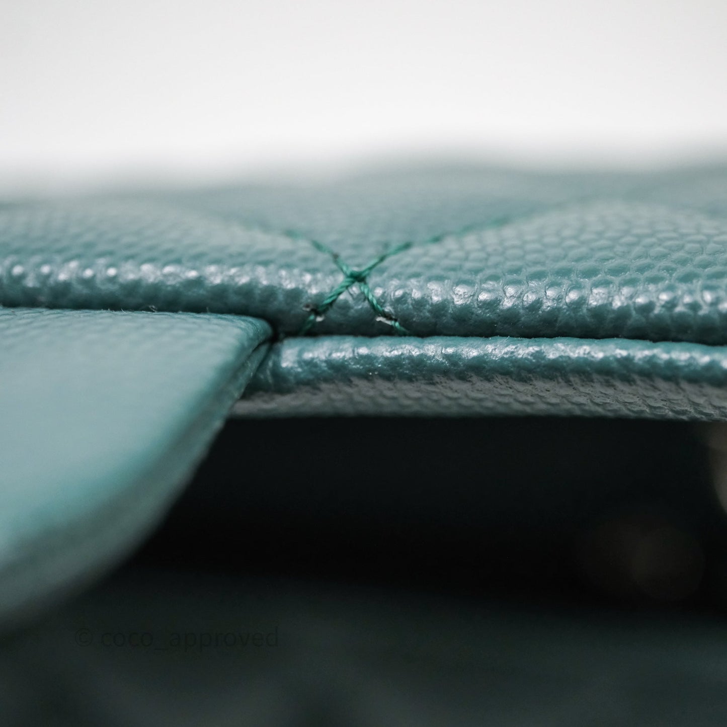 Chanel Quilted Mini Square Flap Dark Green Caviar Silver Hardware