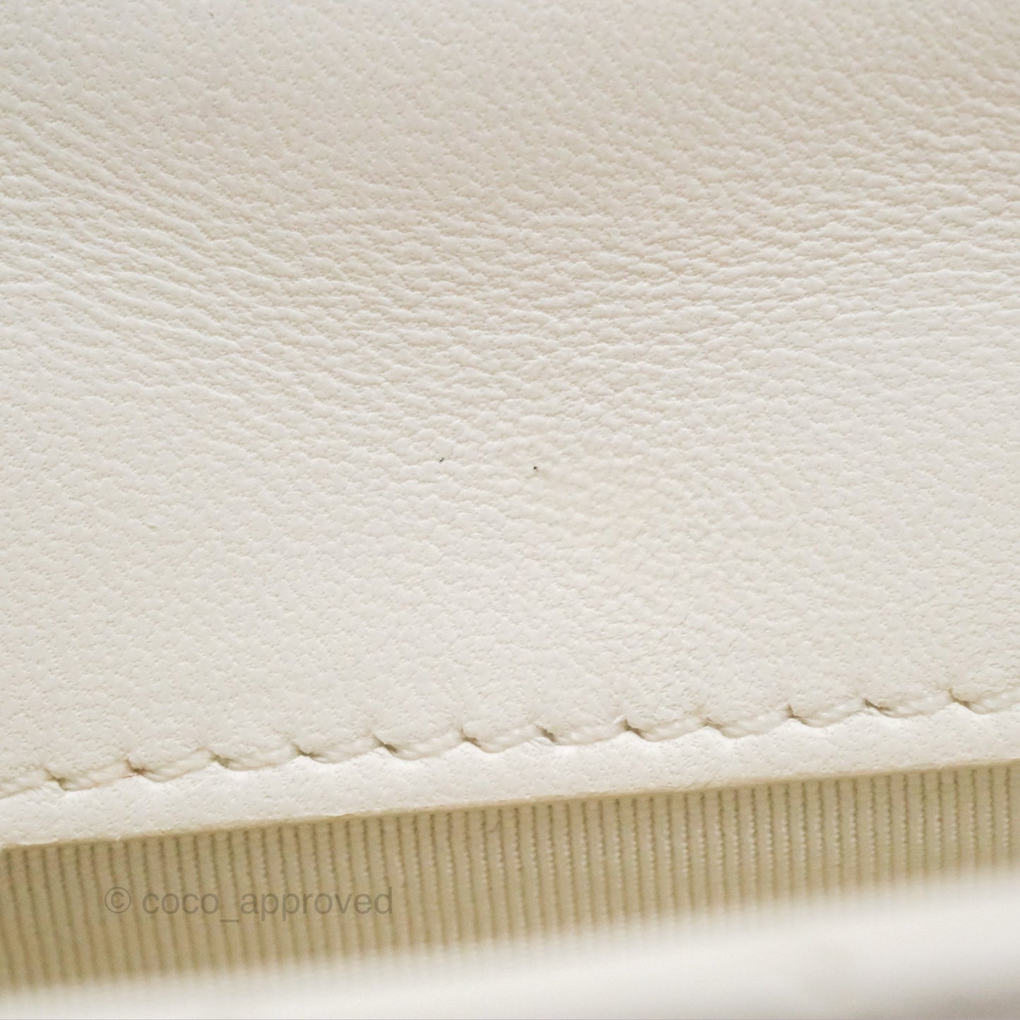 Chanel Small Logo Pearl Chain Flap Bag White Lambskin Gold Hardware