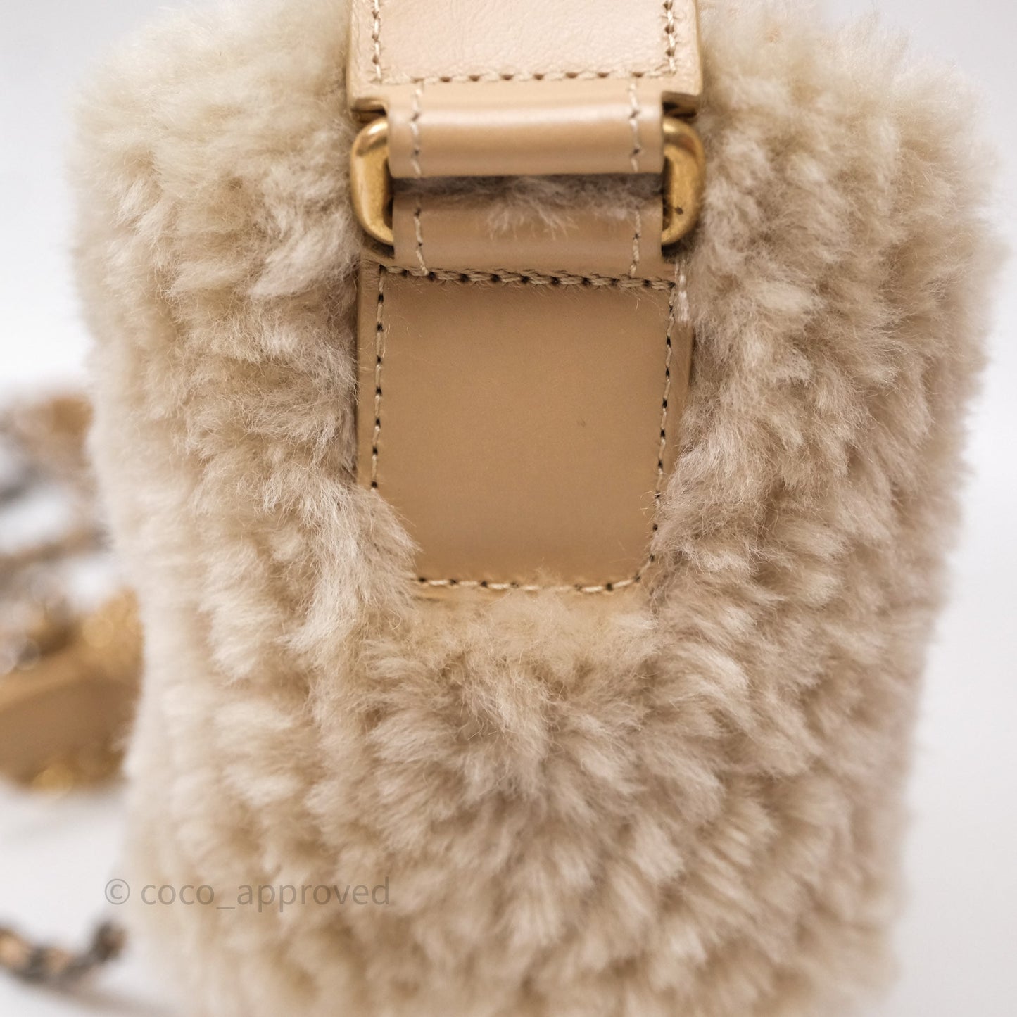 Chanel Small Gabrielle Hobo Shearling Beige Mixed Hardware