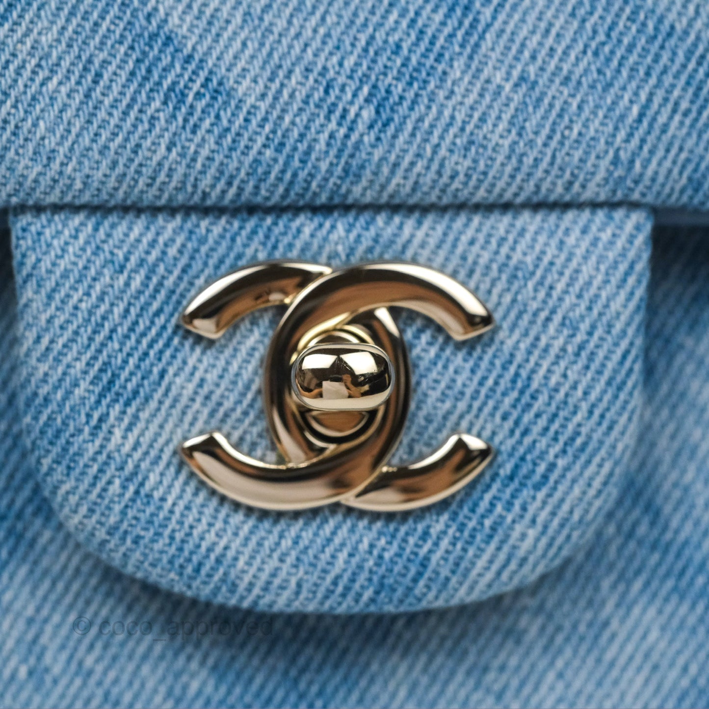 Chanel Quilted Small Double Flap Blue Printed Denim Gold Hardware