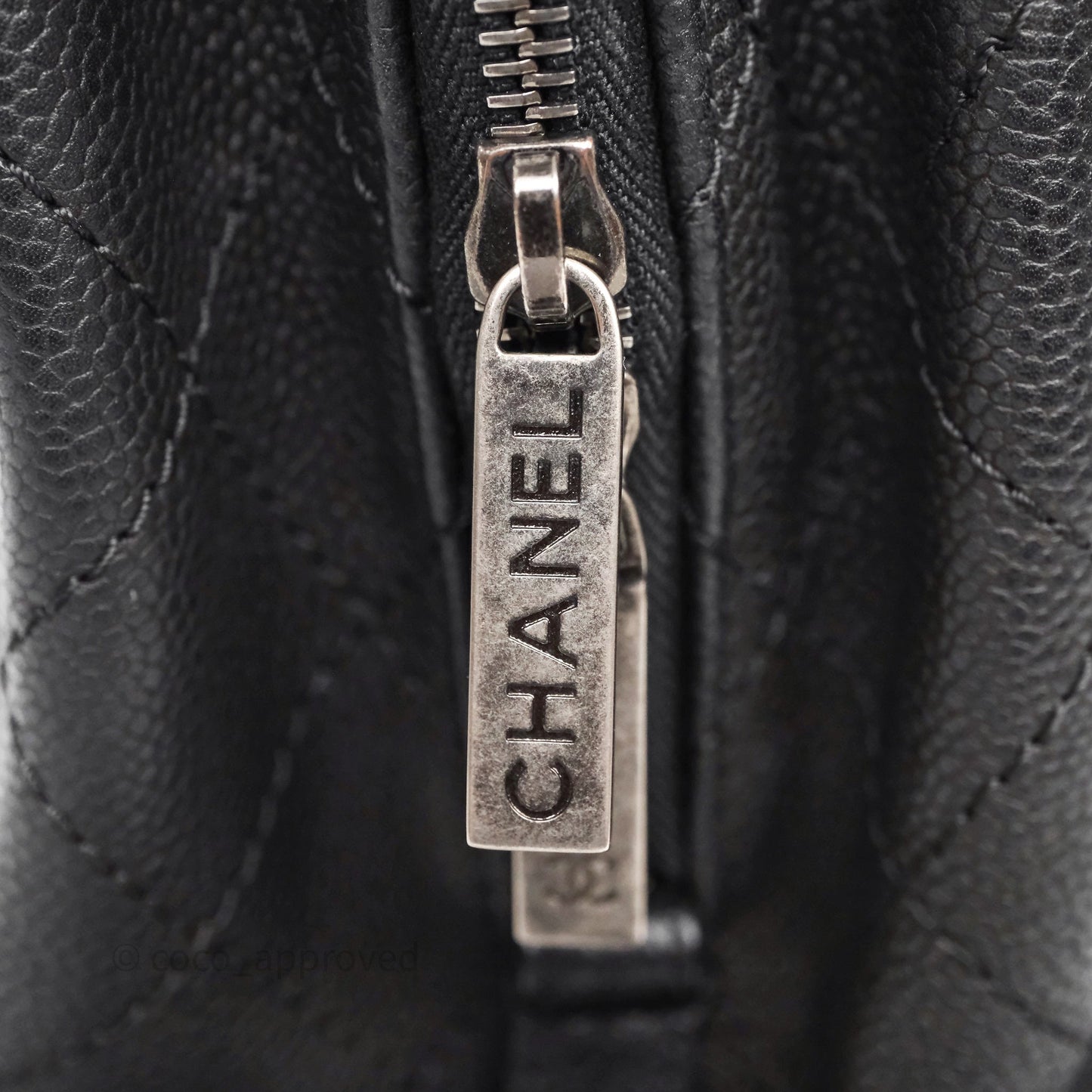 Chanel Quilted Shopping Tote Black Caviar Ruthenium Hardware