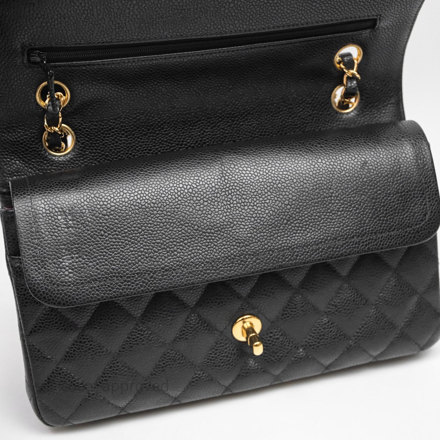 Chanel Classic M/L Medium Flap Quilted Black Caviar Gold Hardware