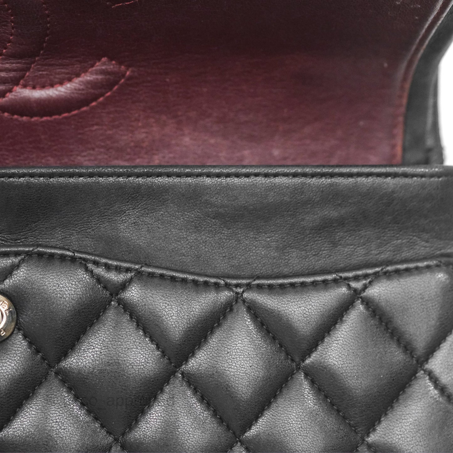 Chanel Classic M/L Medium Flap Quilted Black Lambskin Silver Hardware