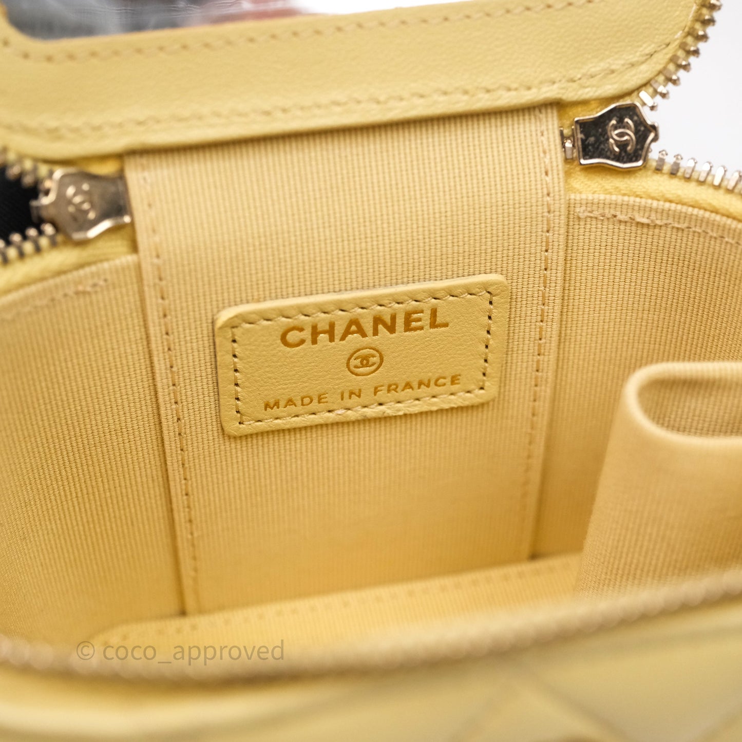 Chanel Mini Top Handle Vanity With Chain Yellow Lambskin Gold Hardware