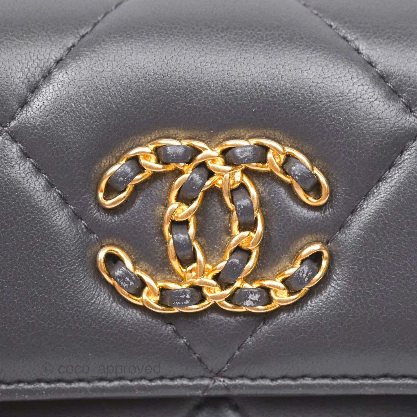 Chanel 19 Short Flap Wallet Grey Gold Hardware