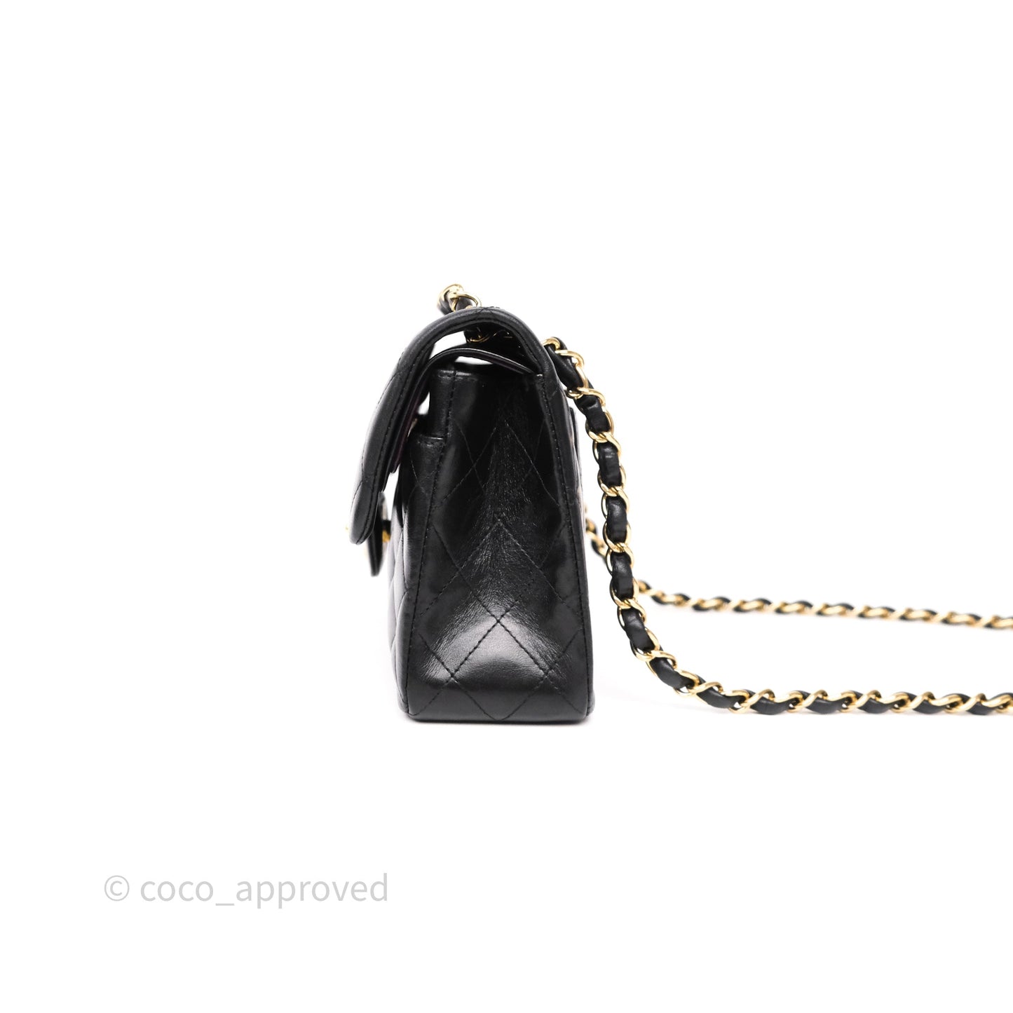 Chanel Small Classic Flap Quilted Black Lambskin Gold Hardware