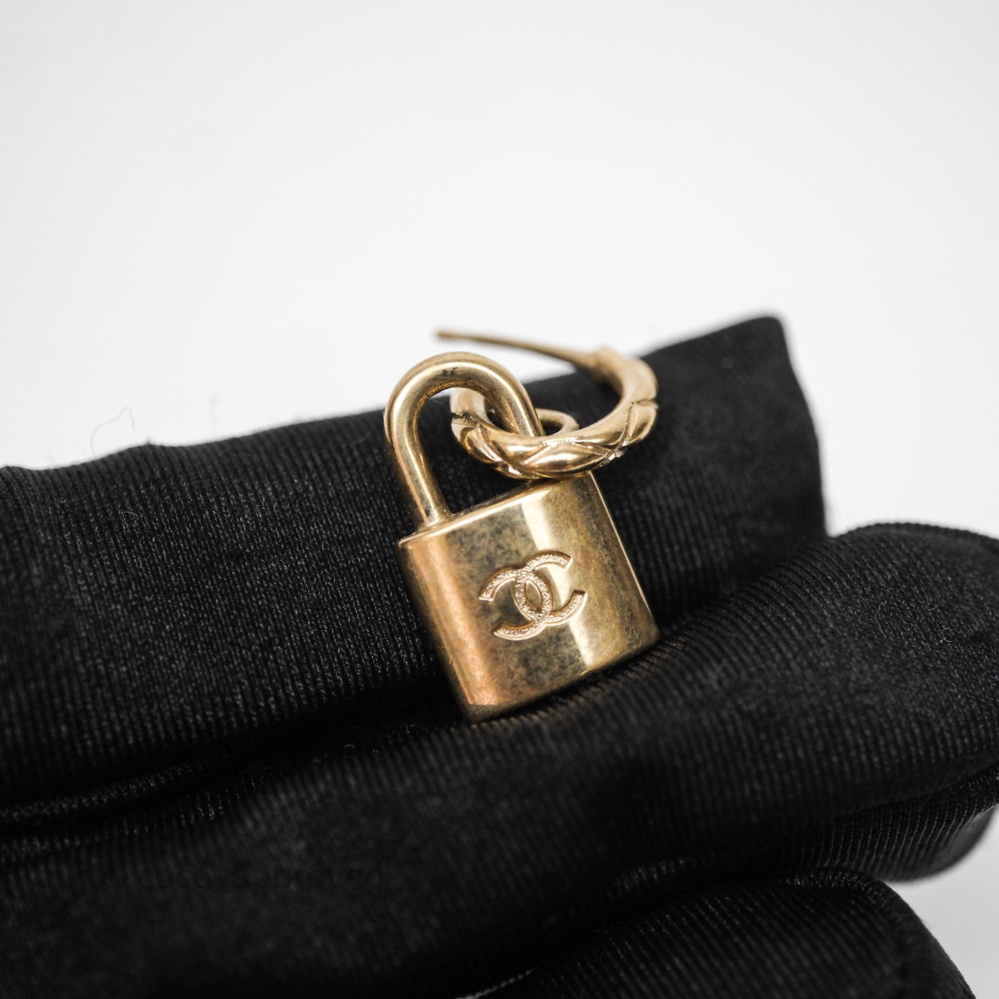 Chanel CC Padlock Drop Earrings Gold Tone 21P