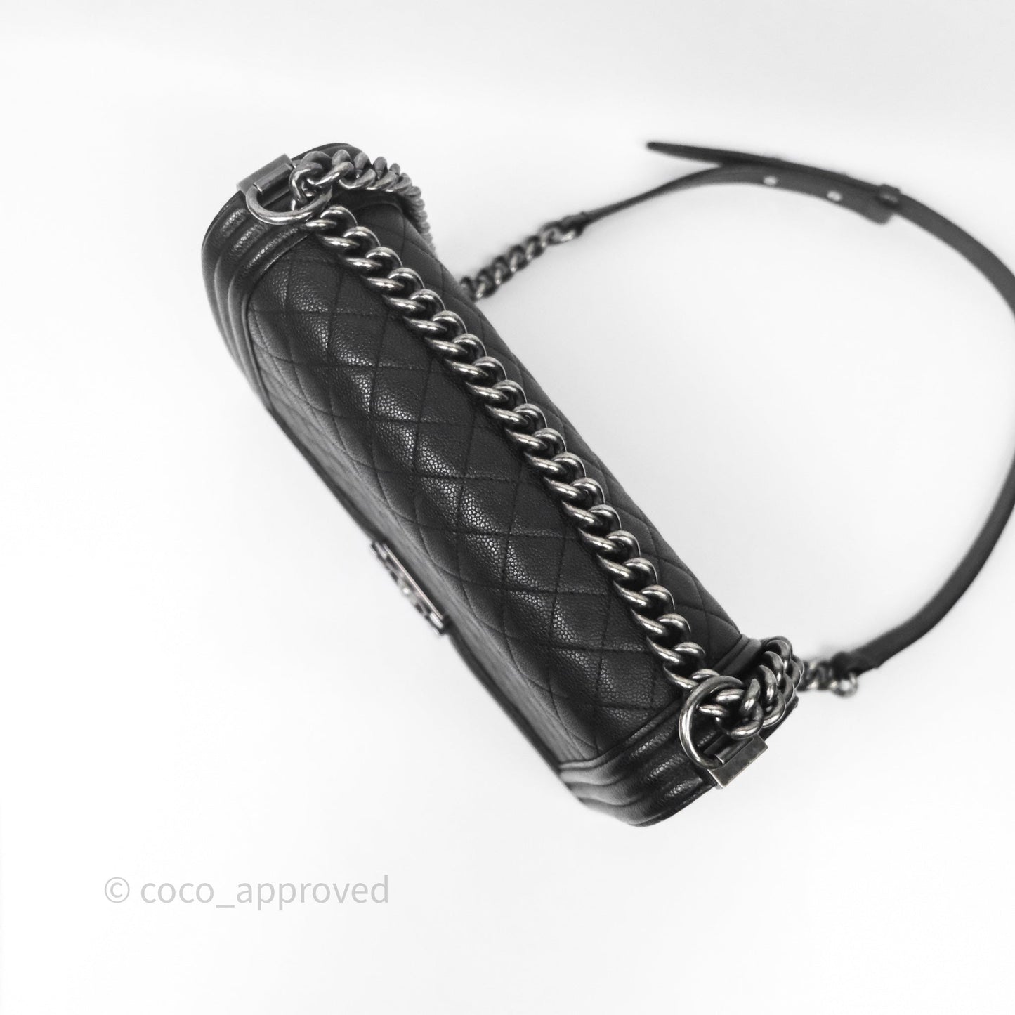 Chanel Quilted New Medium Boy Black Caviar Ruthenium Hardware