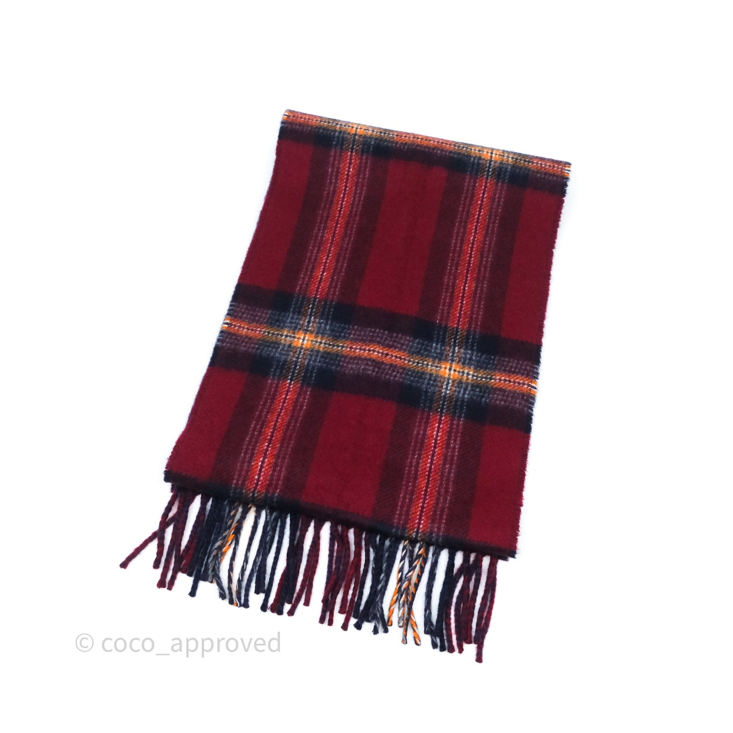 Hermès Reversible Cashmere Scarf Navy / Red Checked Pattern
