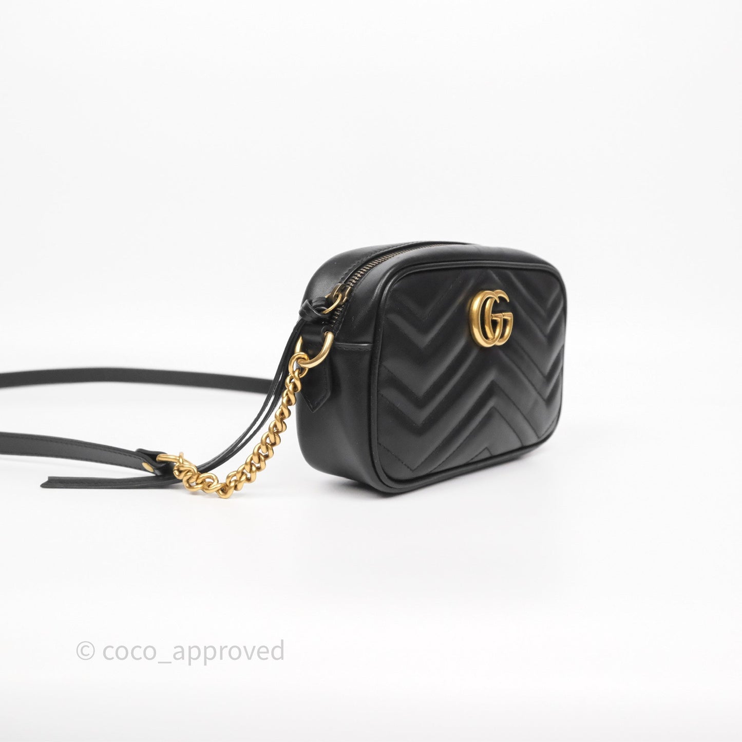 Gucci Mini Matelasse GG Marmont Camera Bag Black Calfskin Gold Hardware