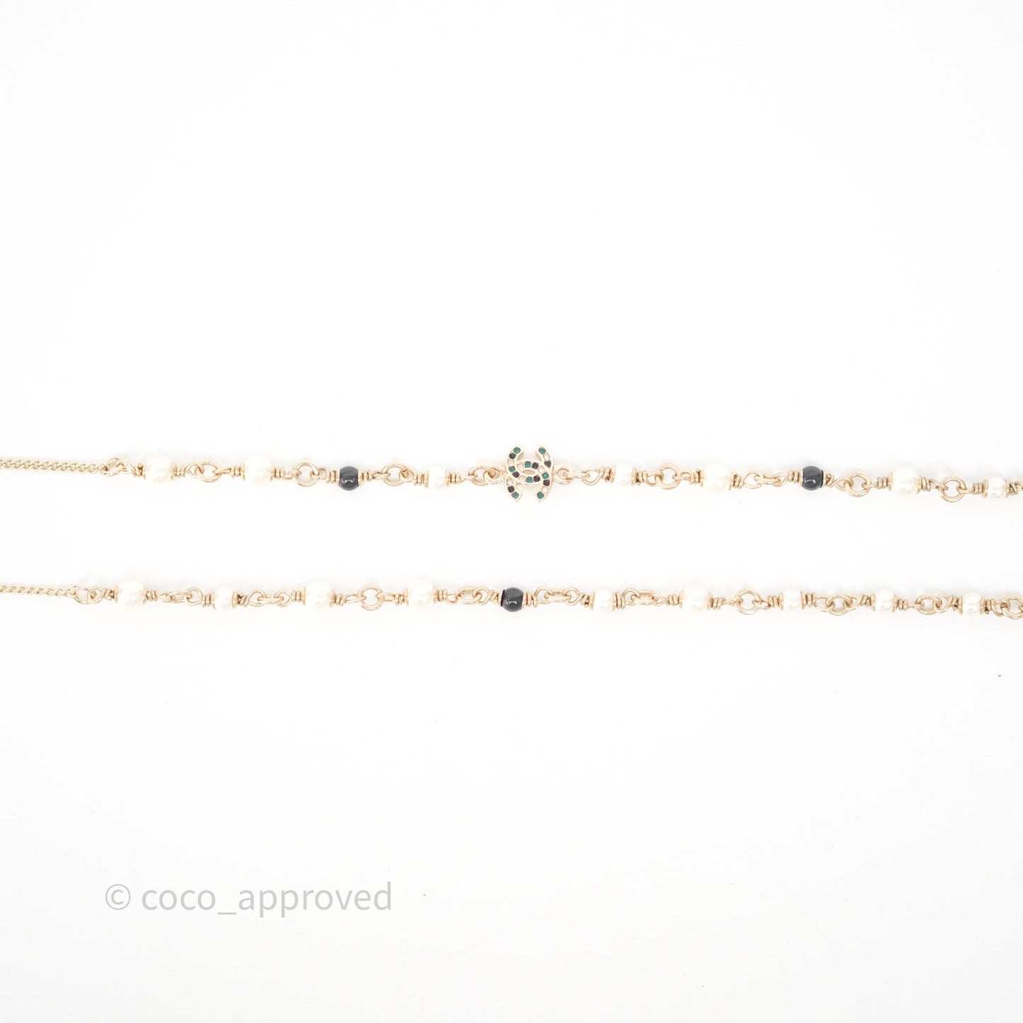 Chanel Crystal CC Pearl Deer Necklace Gold Tone 26C