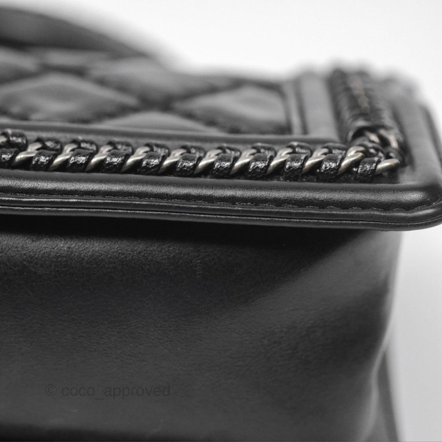 Chanel Small Chain Around Top Handle Boy Black Calfskin Ruthenium Hardware