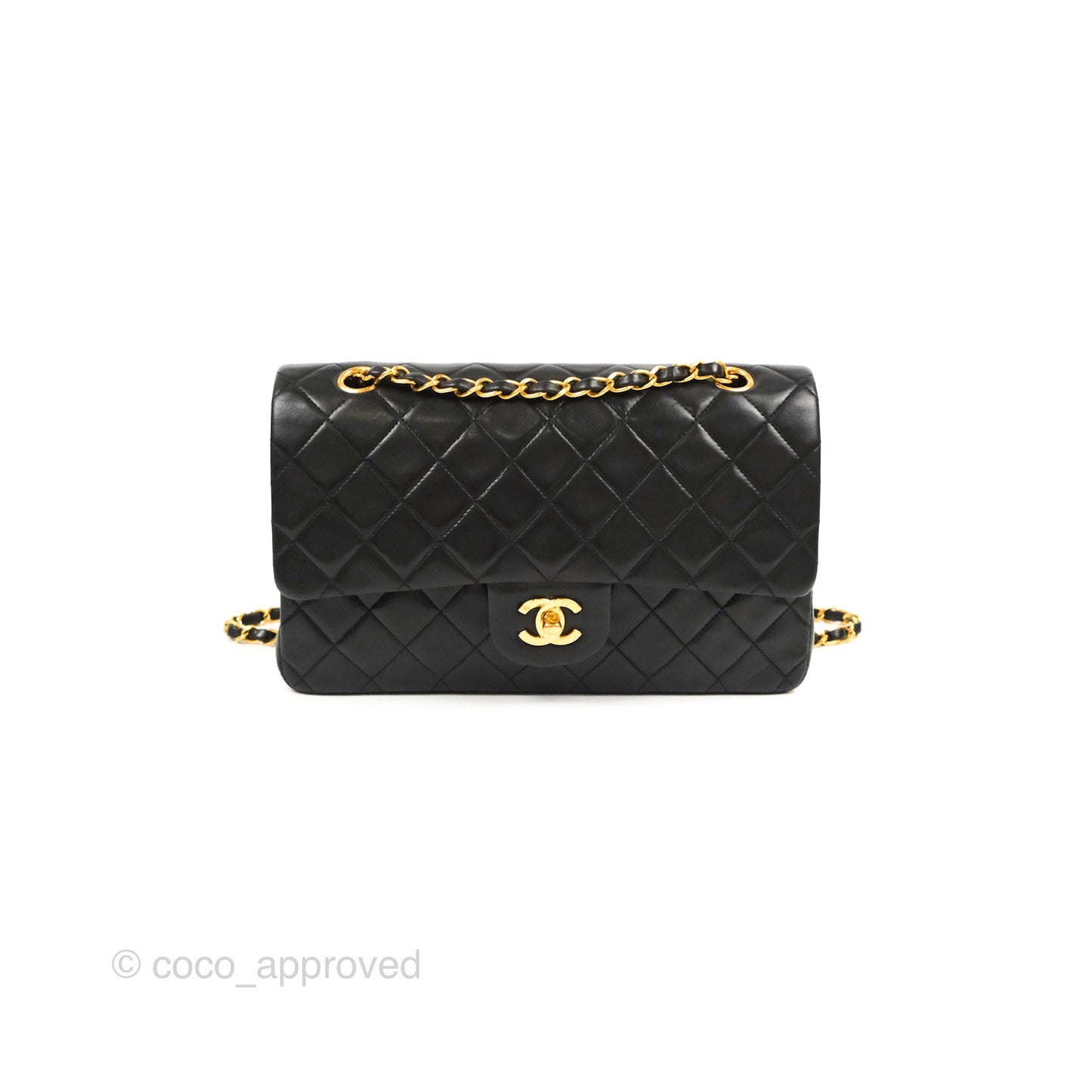 Chanel Vintage Medium Classic Flap Black Lambskin 24K Gold Hardware