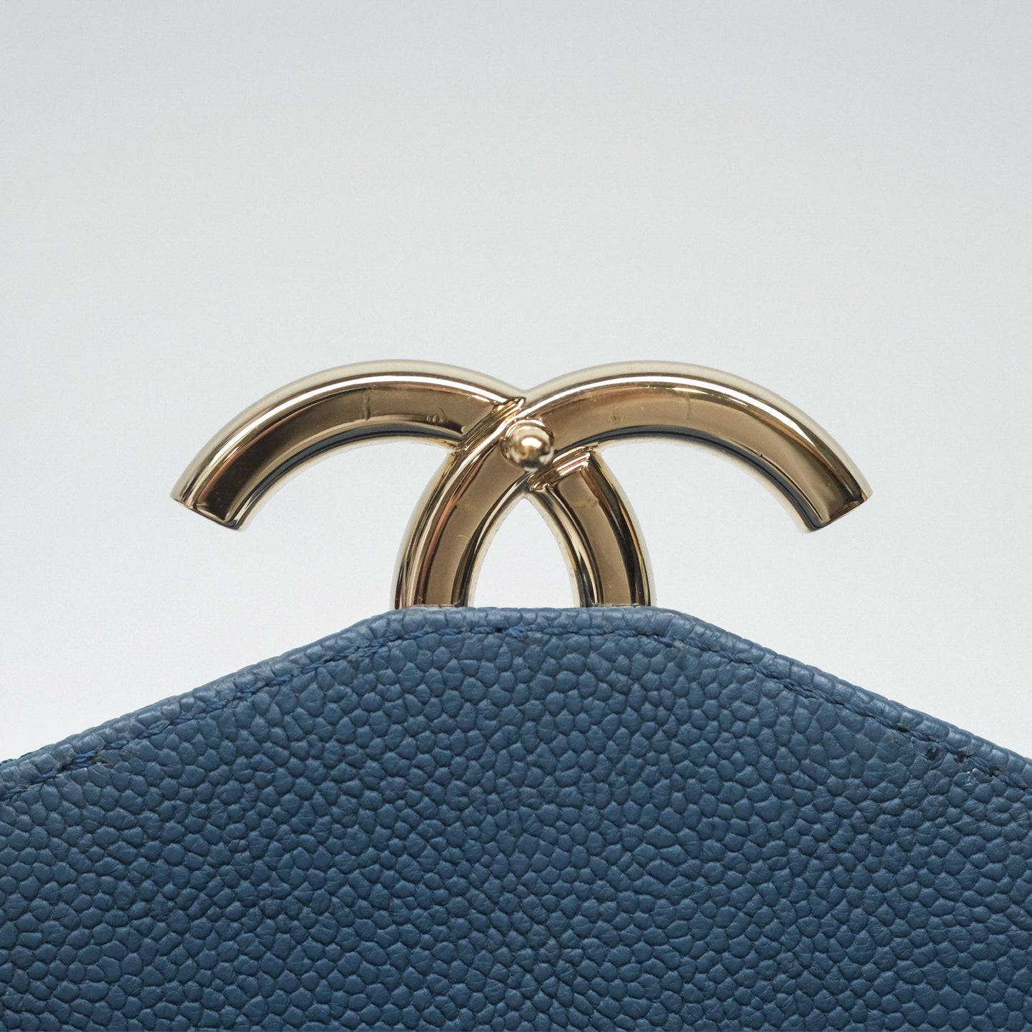 Chanel Medium Cuba Top Handle Flap Bag Blue Caviar Gold Hardware