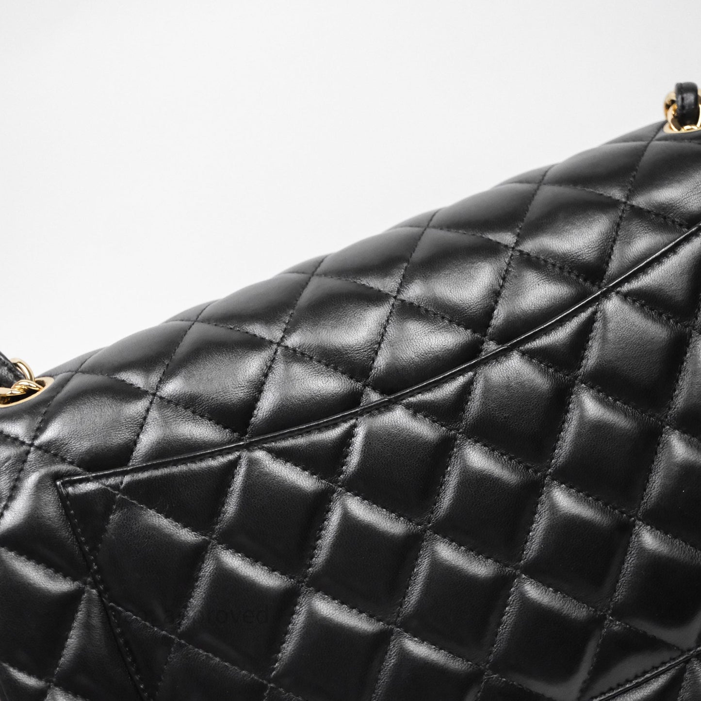 Chanel Classic Jumbo Double Flap Black Lambskin Bag Gold Hardware