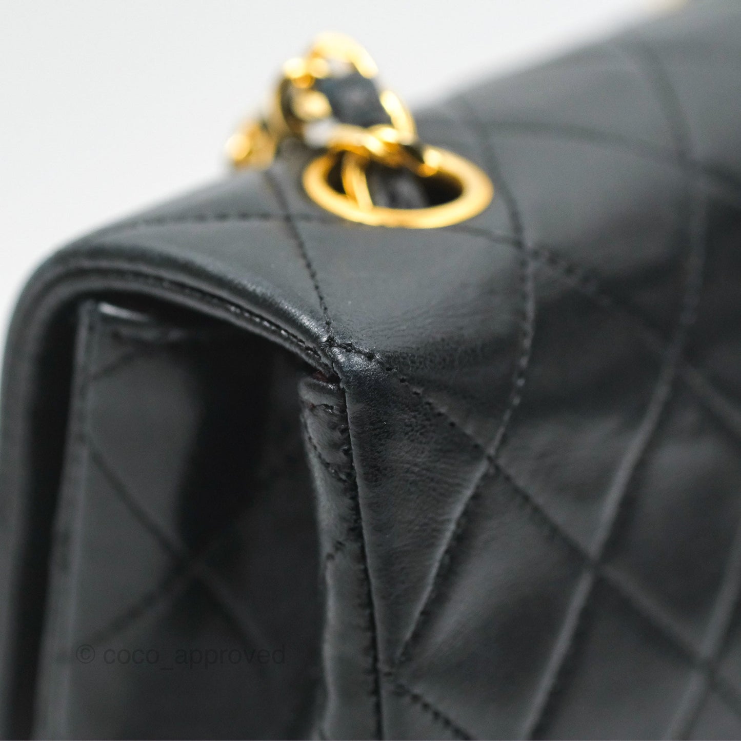 Chanel Vintage Square Flap Bag Black Lambskin 24K Gold Hardware